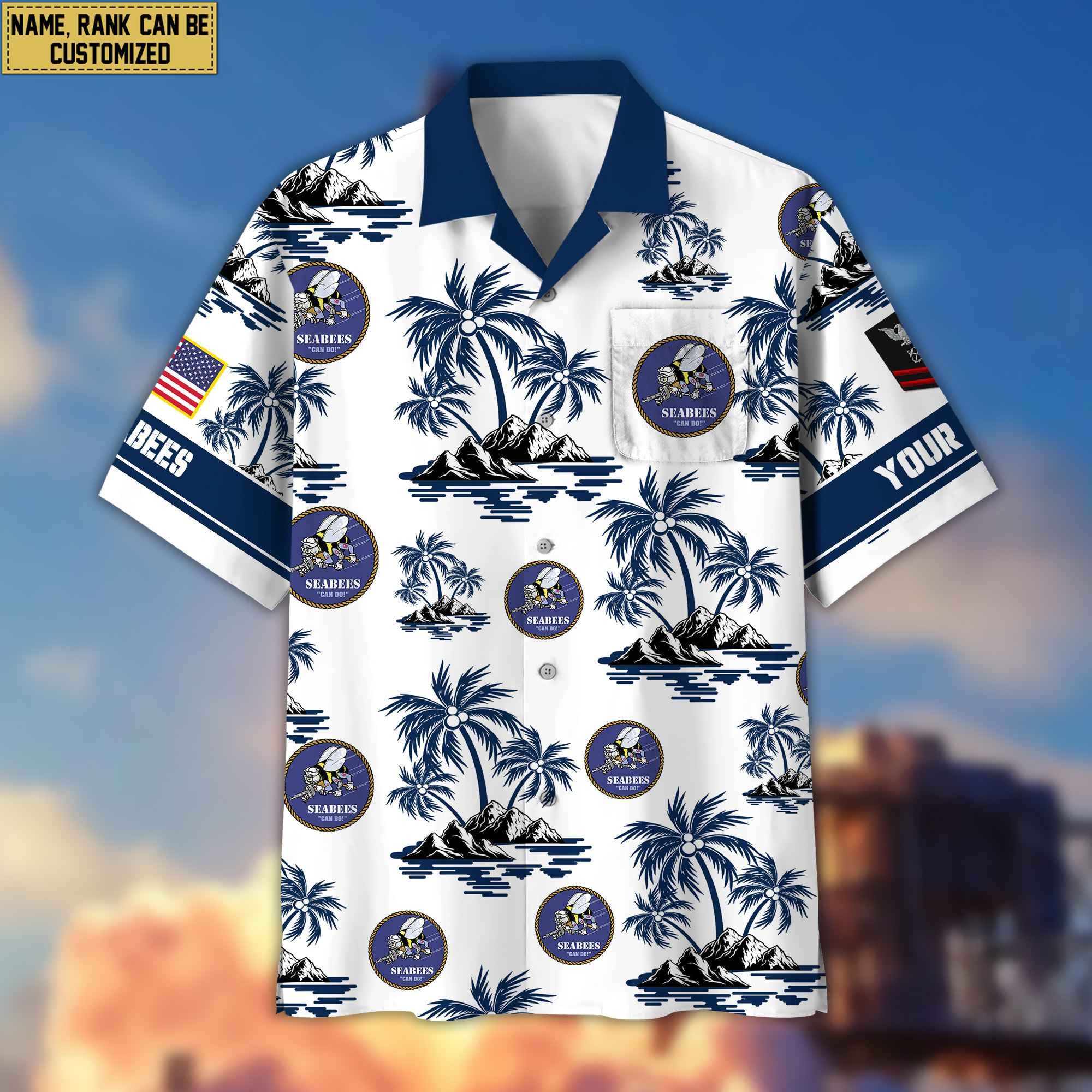Premium Custom US Seabees Hawaiian Shirt With Pocket, Gifts For Veterans Day, Father's Day, Gifts for Seabees Veteran VPVC401908
