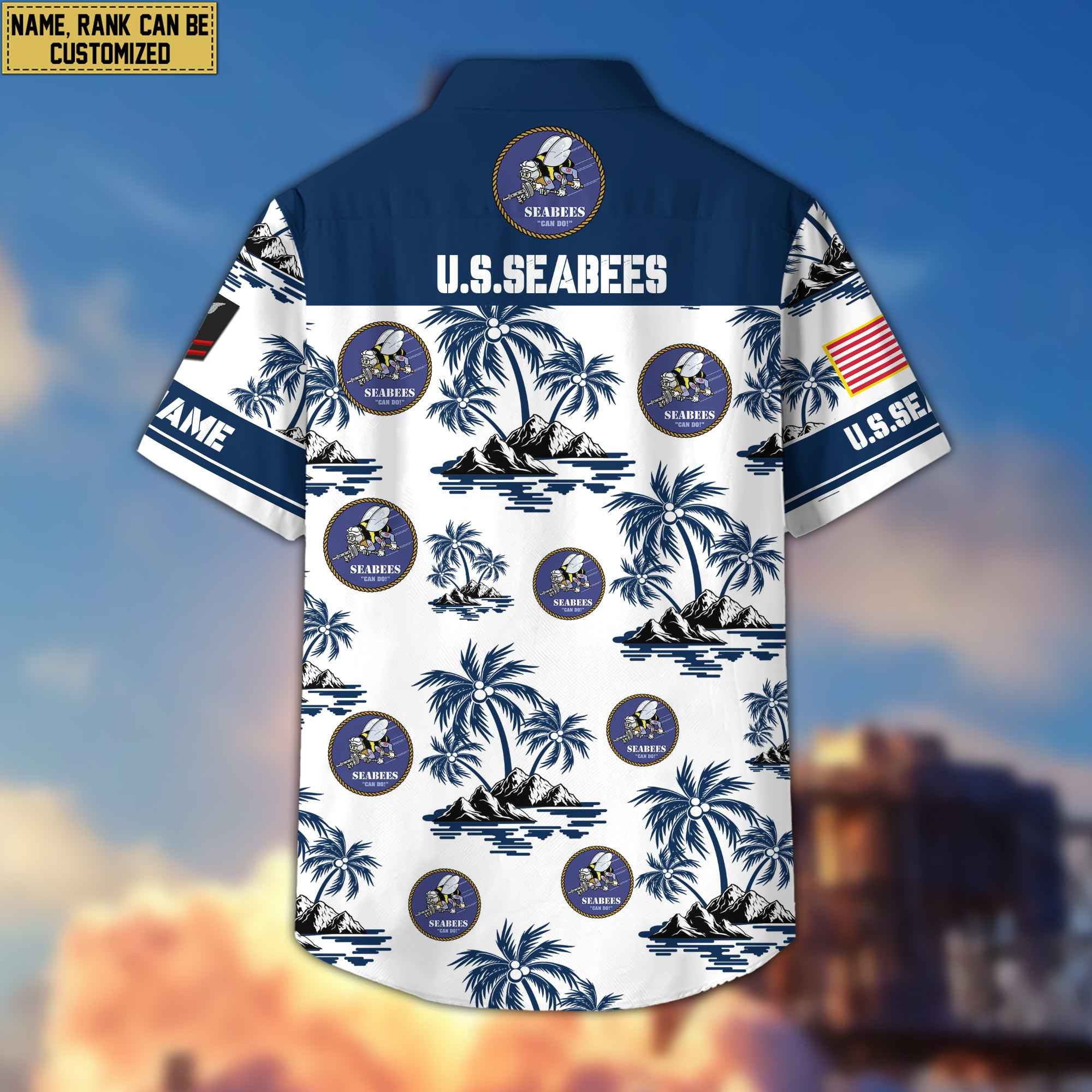 Premium Custom US Seabees Hawaiian Shirt With Pocket, Gifts For Veterans Day, Father's Day, Gifts for Seabees Veteran VPVC401908