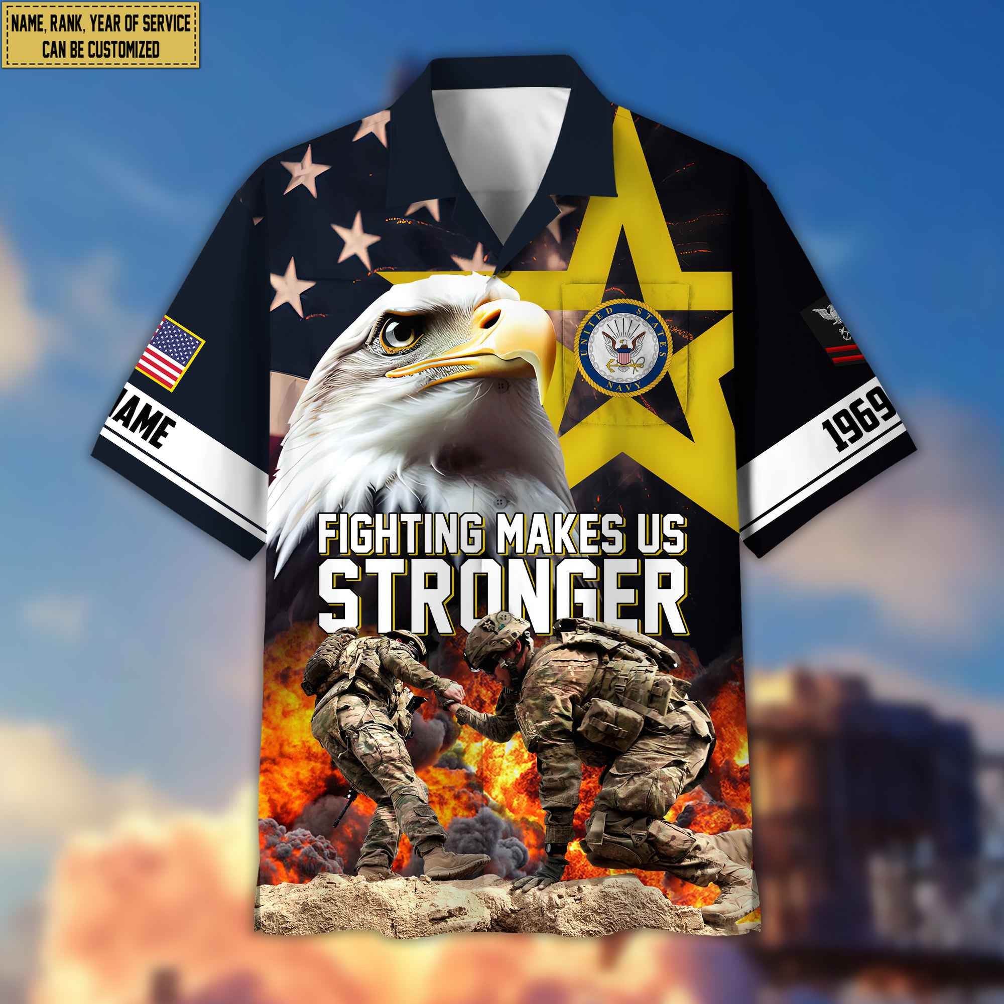Premium Custom Rank, Name, Unit, US Navy Hawaiian Shirt With Pocket, Gifts for Navy Veteran, Gifts For Dad, For Husband Veteran VPVC402202