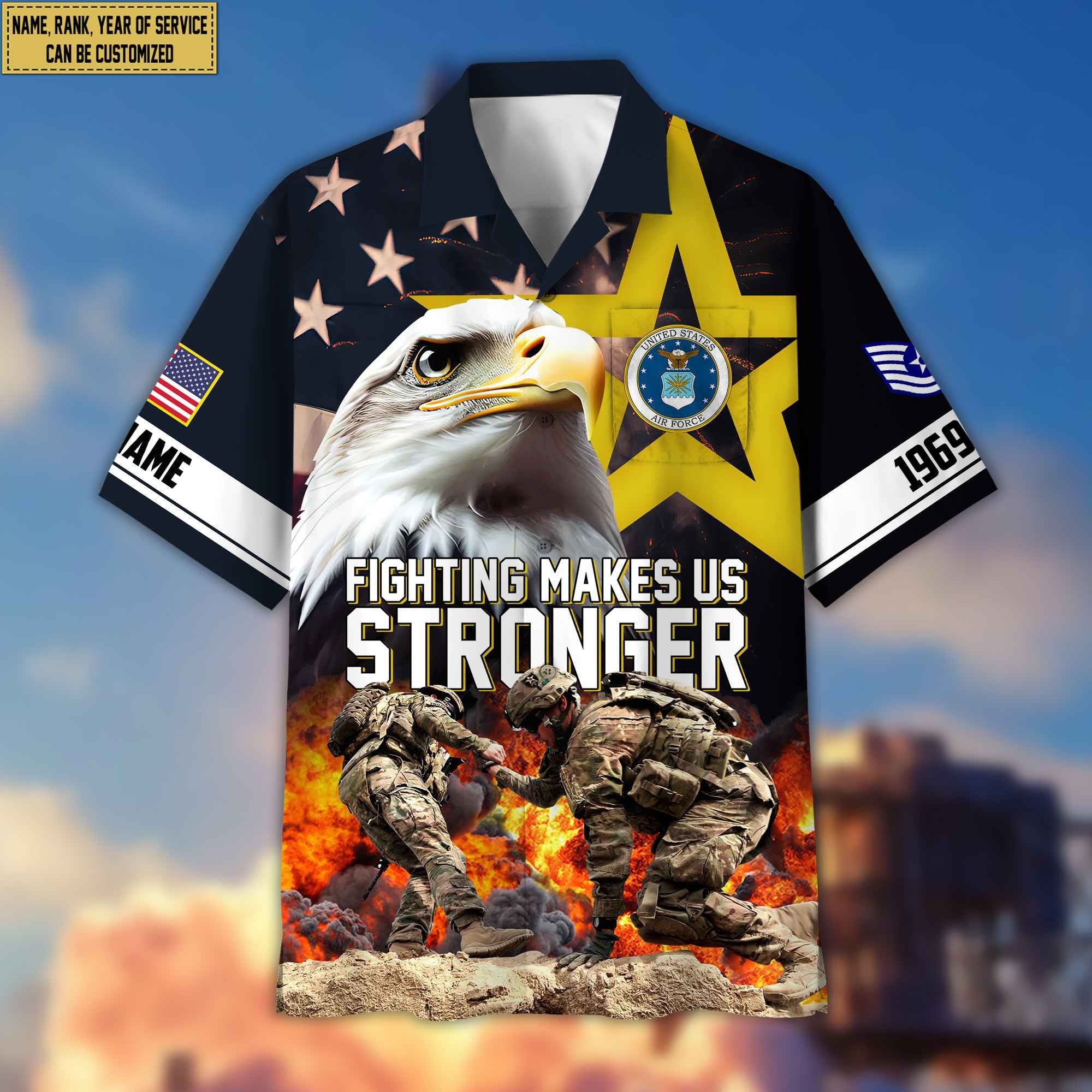Premium Custom Rank, Name, Unit, USAF Hawaiian Shirt With Pocket, Gifts for Air Force Veteran, Gifts For Dad, For Husband Veteran VPVC402204