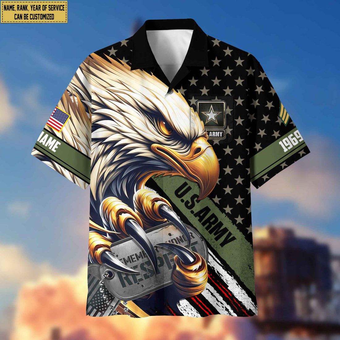 Premium Custom Rank, Name, US Army Veteran Hawaiian Shirt With Pocket, Gifts for Army Veteran, Gifts For Veterans Day, Father's Day VPVC402301