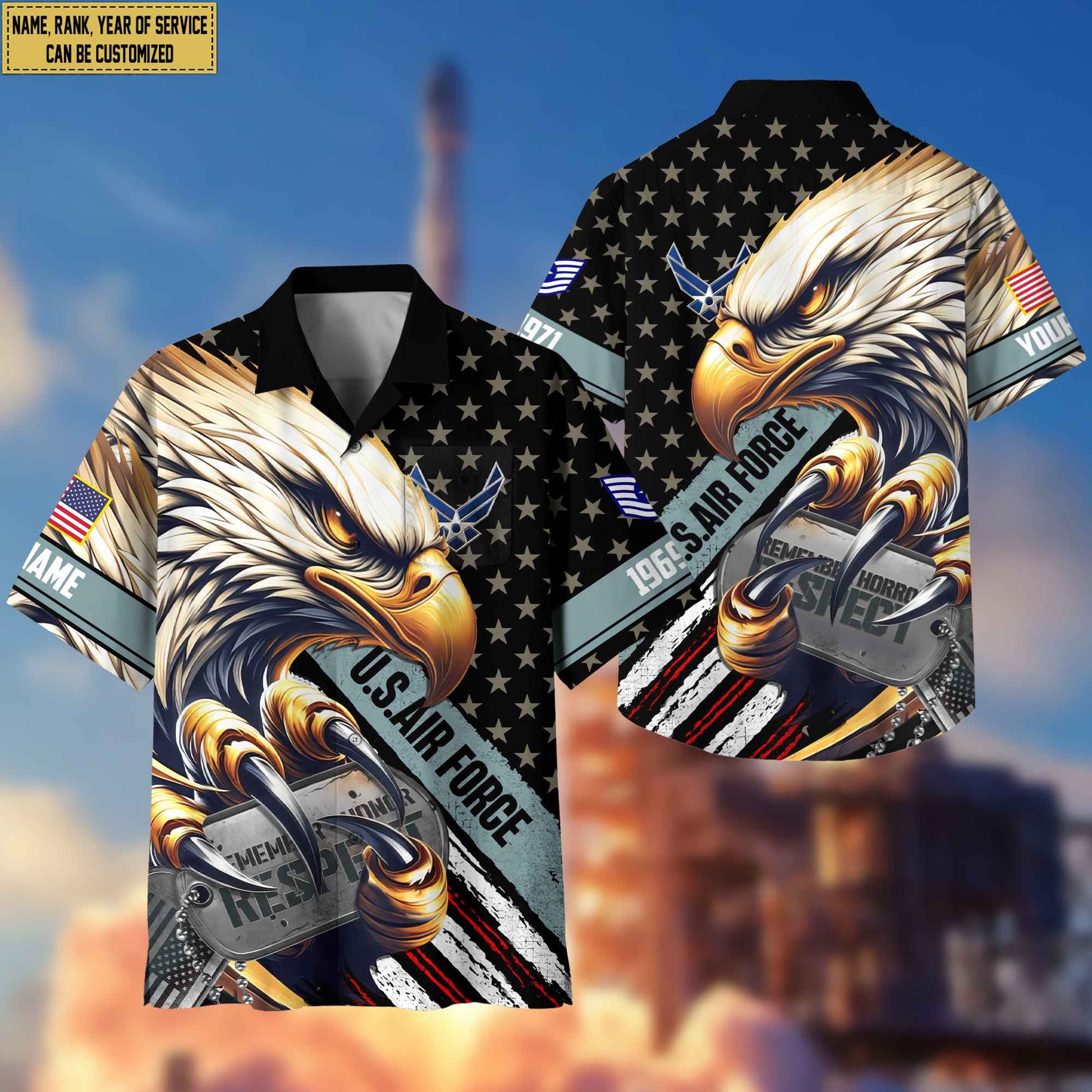Premium Custom Rank, Name, USAF Veteran Hawaiian Shirt With Pocket, Gifts for Air Force Veteran, Gifts For Veterans Day, Father's Day VPVC402304