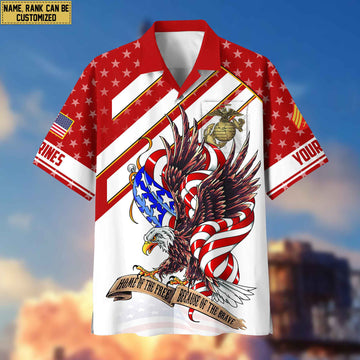 Custom Rank, Name, USMC Hawaiian Shirt With Pocket, Gifts For Dad, For Husband Marine Veteran VPVC402403