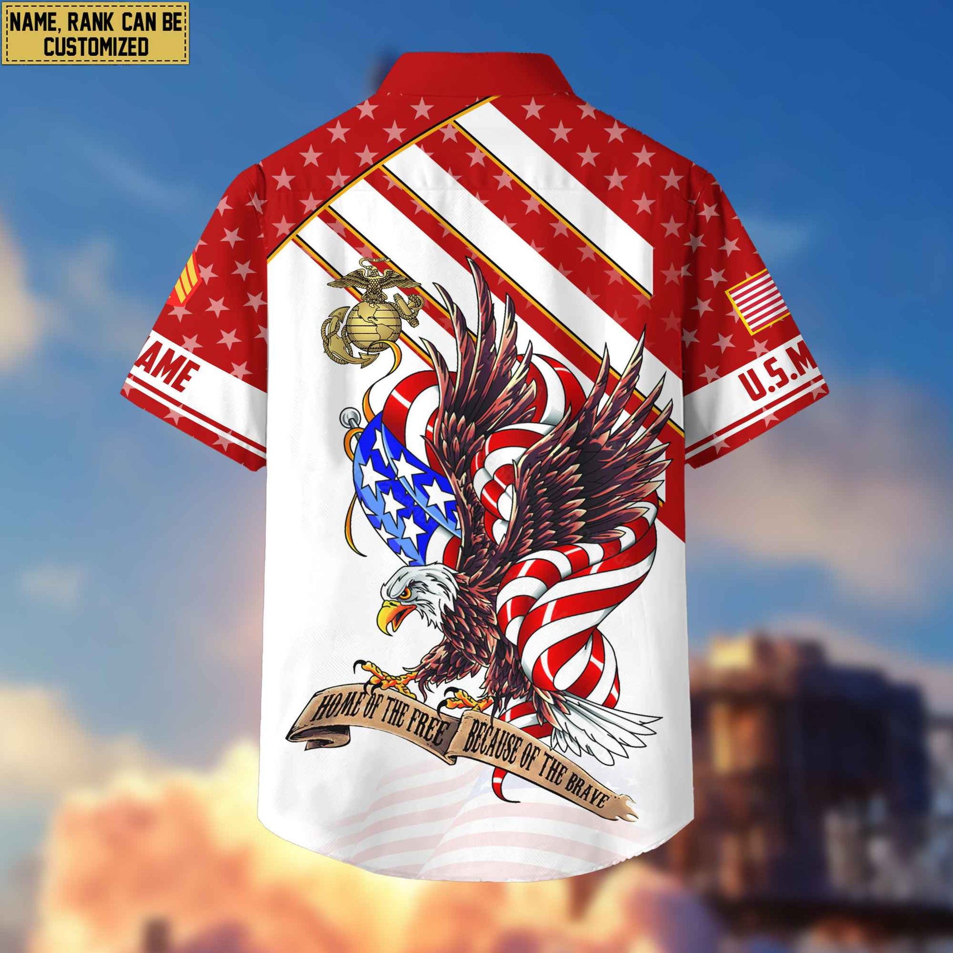 Custom Rank, Name, USMC Hawaiian Shirt With Pocket, Gifts For Dad, For Husband Marine Veteran VPVC402403