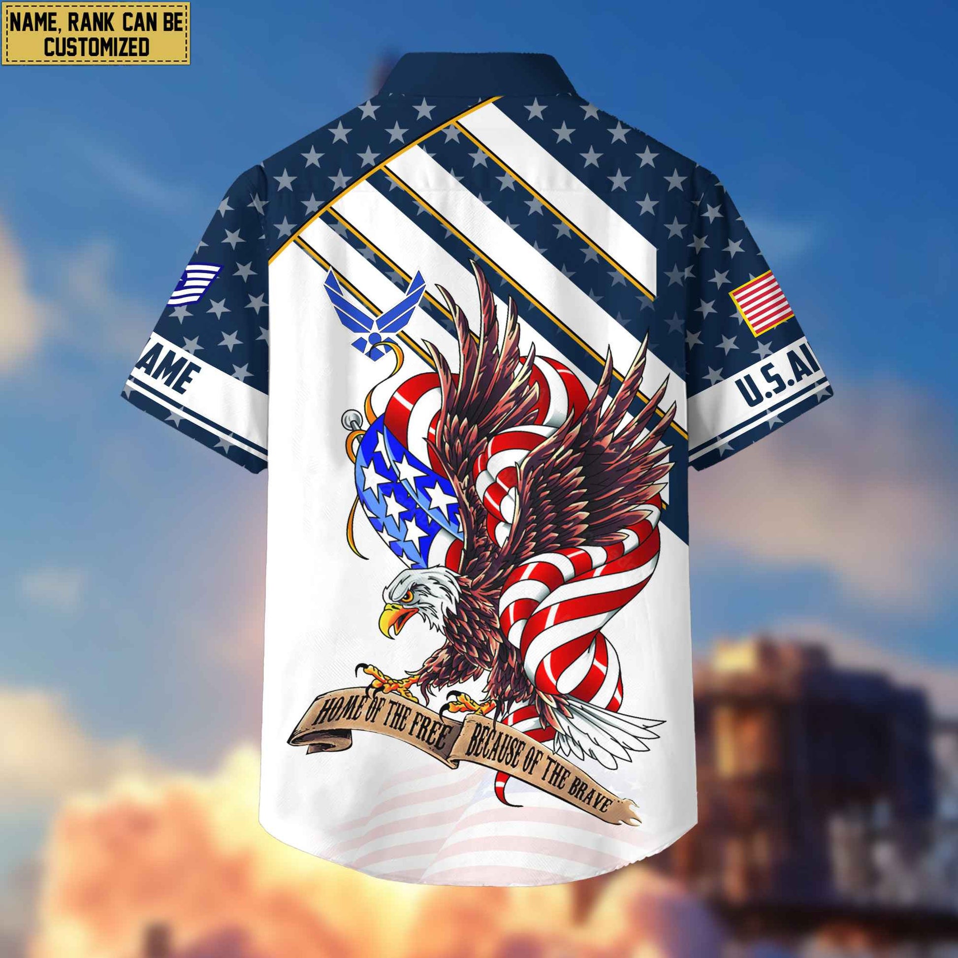Custom Rank, Name, USAF Hawaiian Shirt With Pocket, Gifts For Dad, For Husband Air Force Veteran VPVC402404