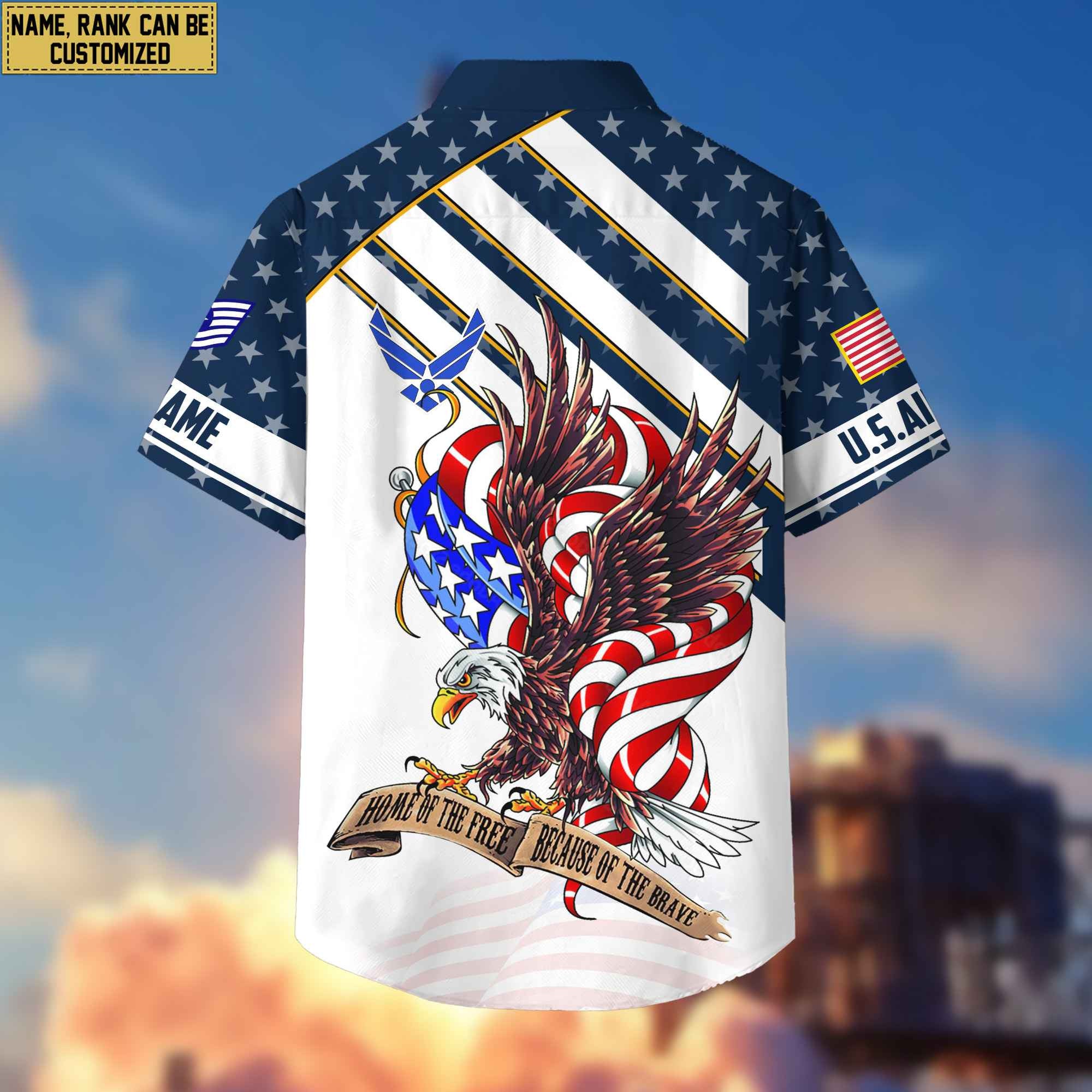 Custom Rank, Name, USAF Hawaiian Shirt With Pocket, Gifts For Dad, For Husband Air Force Veteran VPVC402404