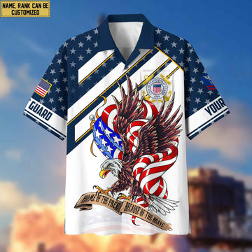 Custom Rank, Name, USCG Hawaiian Shirt With Pocket, Gifts For Dad, For Husband Coast Guard Veteran VPVC402405