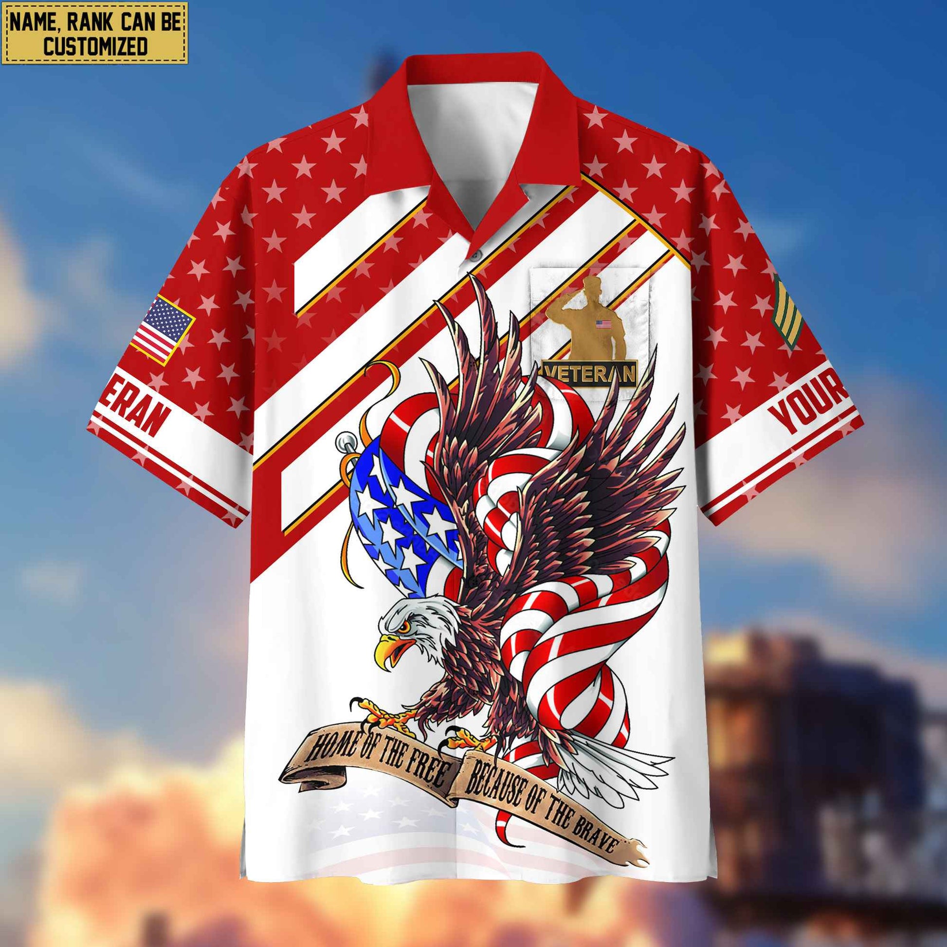 Custom Rank, Name, US Veteran Hawaiian Shirt With Pocket, Gifts For Dad, For Husband US Veteran VPVC402407