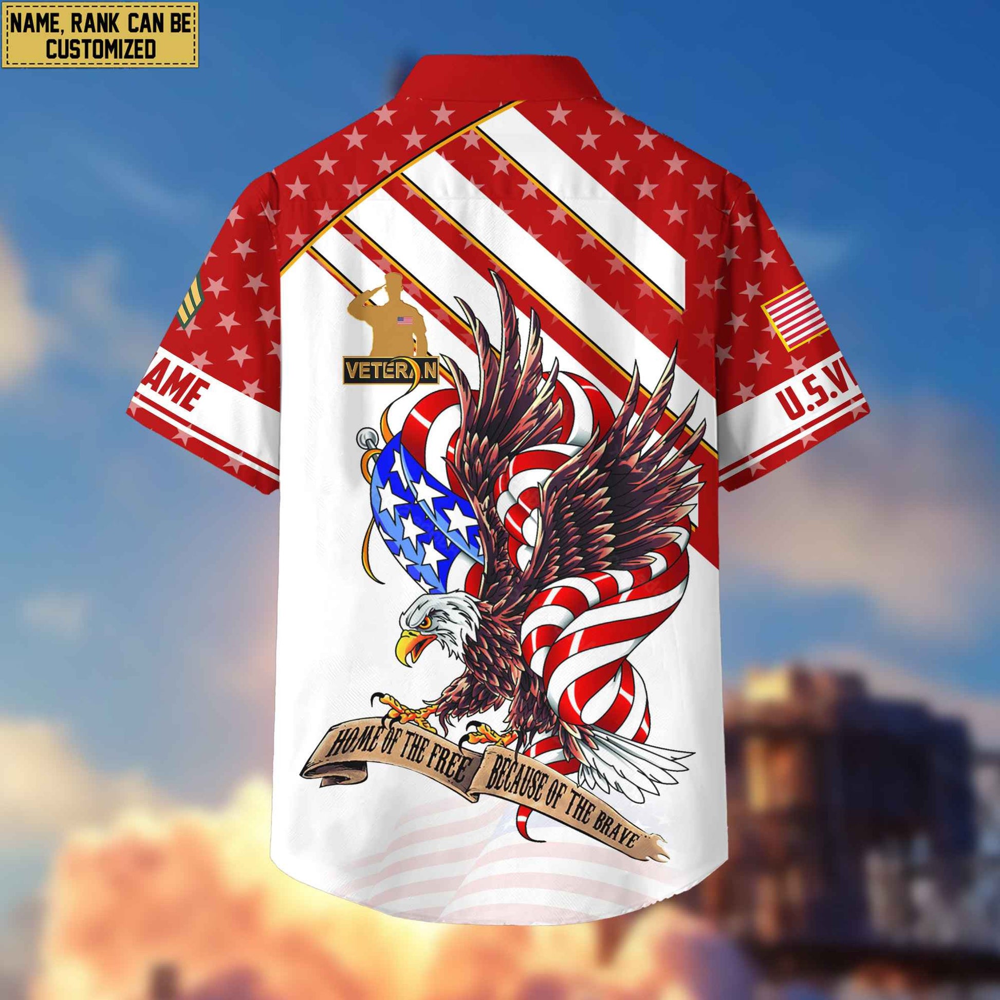 Custom Rank, Name, US Veteran Hawaiian Shirt With Pocket, Gifts For Dad, For Husband US Veteran VPVC402407