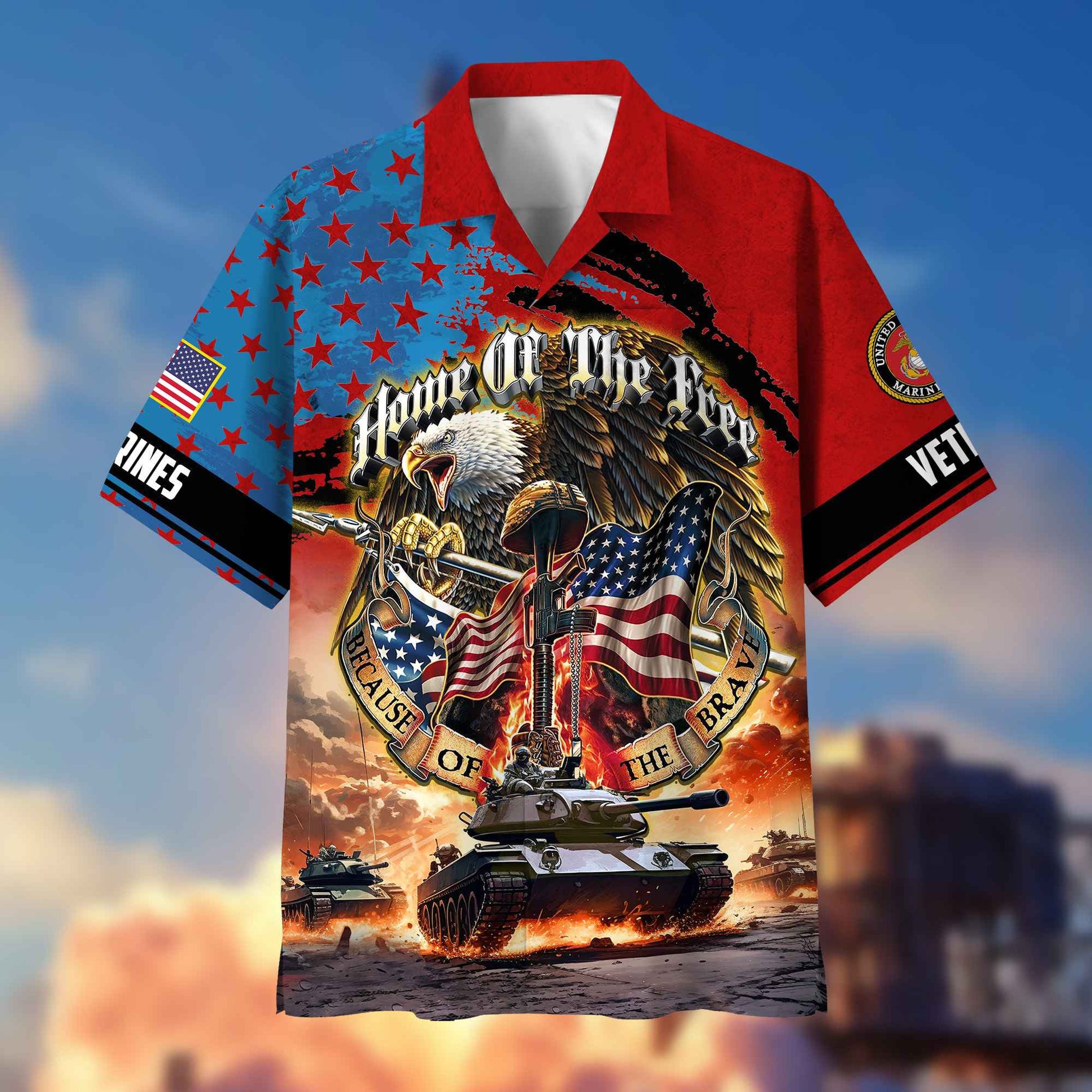 USMC Hawaiian Shirt With Pocket, Gifts For Dad, For Husband, Gifts For Marine Veteran VPVC402903