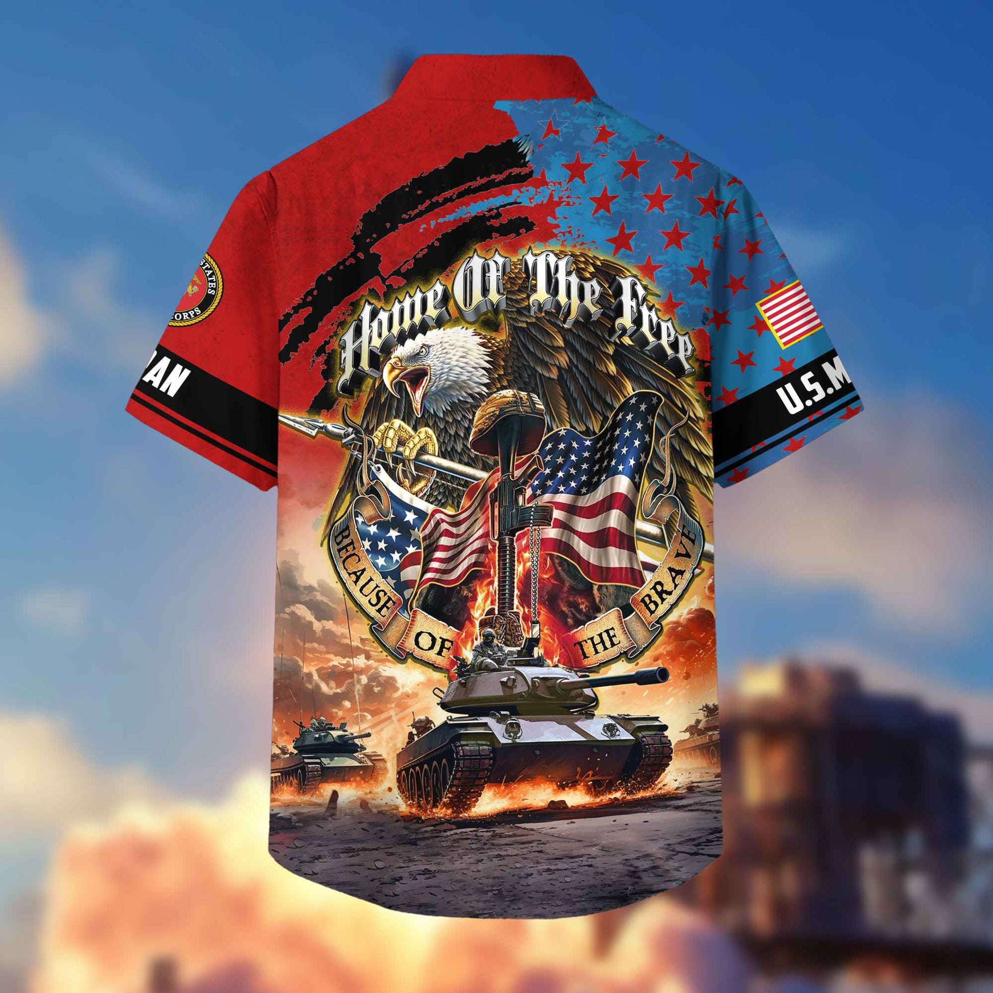USMC Hawaiian Shirt With Pocket, Gifts For Dad, For Husband, Gifts For Marine Veteran VPVC402903