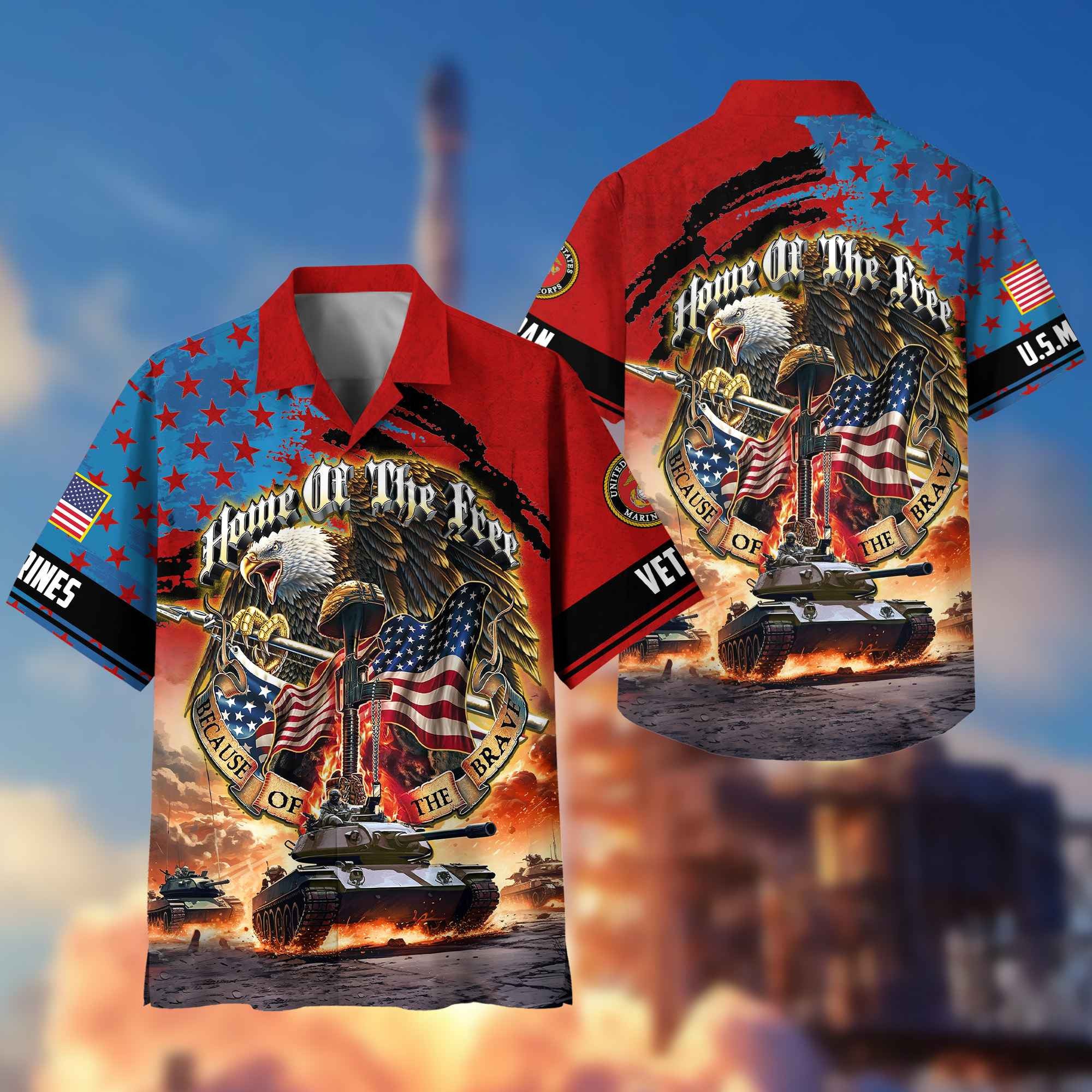 USMC Hawaiian Shirt With Pocket, Gifts For Dad, For Husband, Gifts For Marine Veteran VPVC402903