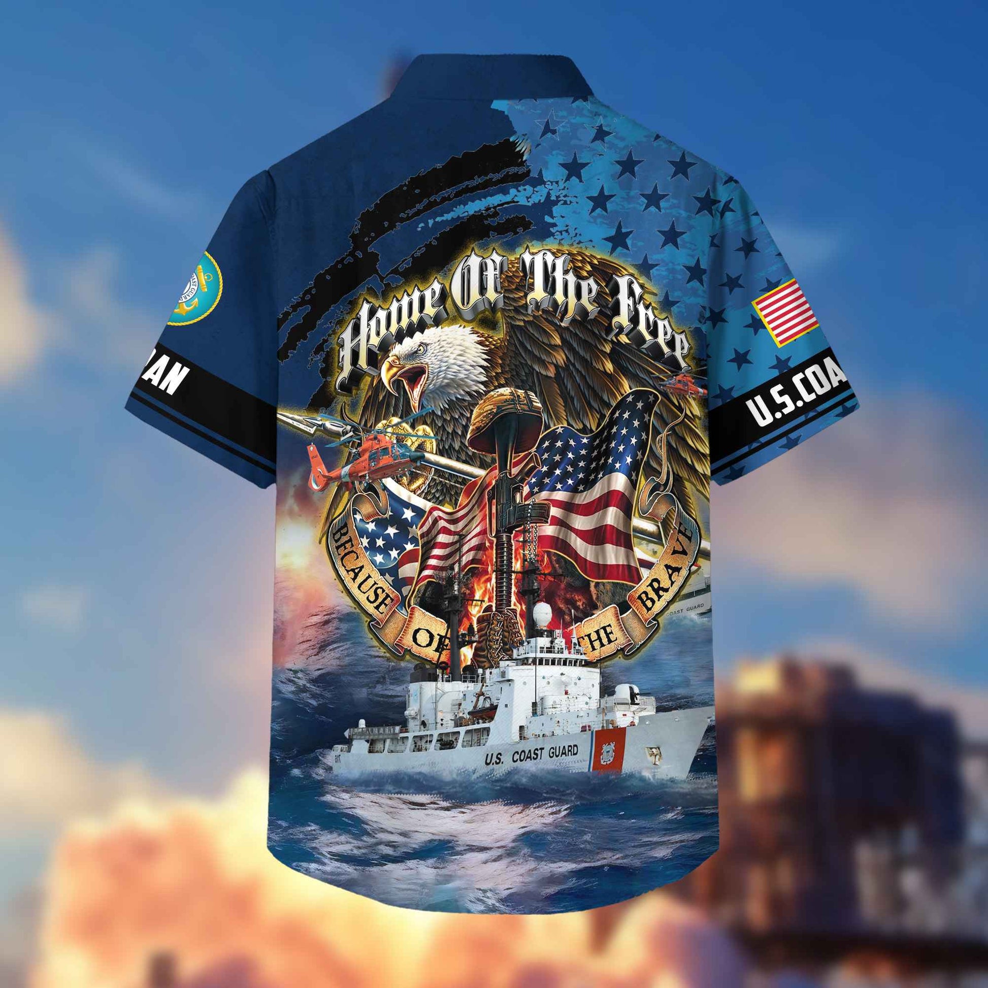 USCG Hawaiian Shirt With Pocket, Gifts For Dad, For Husband, Gifts For Coast Guard Veteran VPVC402905