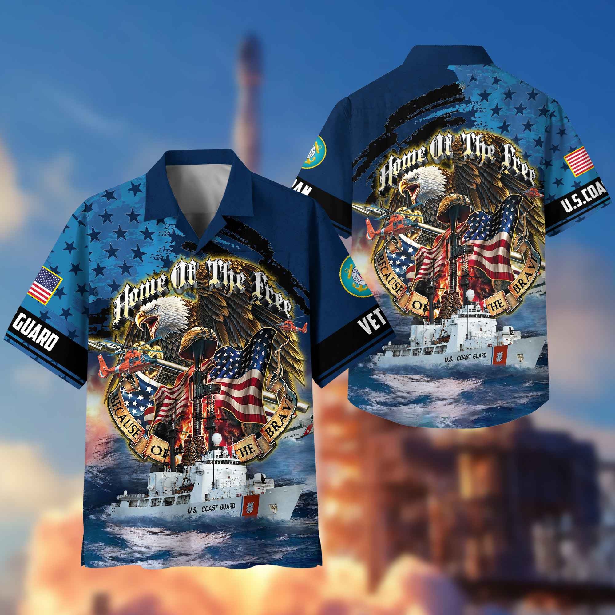 USCG Hawaiian Shirt With Pocket, Gifts For Dad, For Husband, Gifts For Coast Guard Veteran VPVC402905