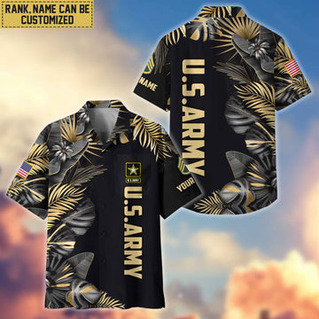 Premium Custom Name, Rank US Army Veteran Hawaiian Shirt With Pocket, Gifts For Dad, For Husband, Gifts For Army Veteran VPVC402101