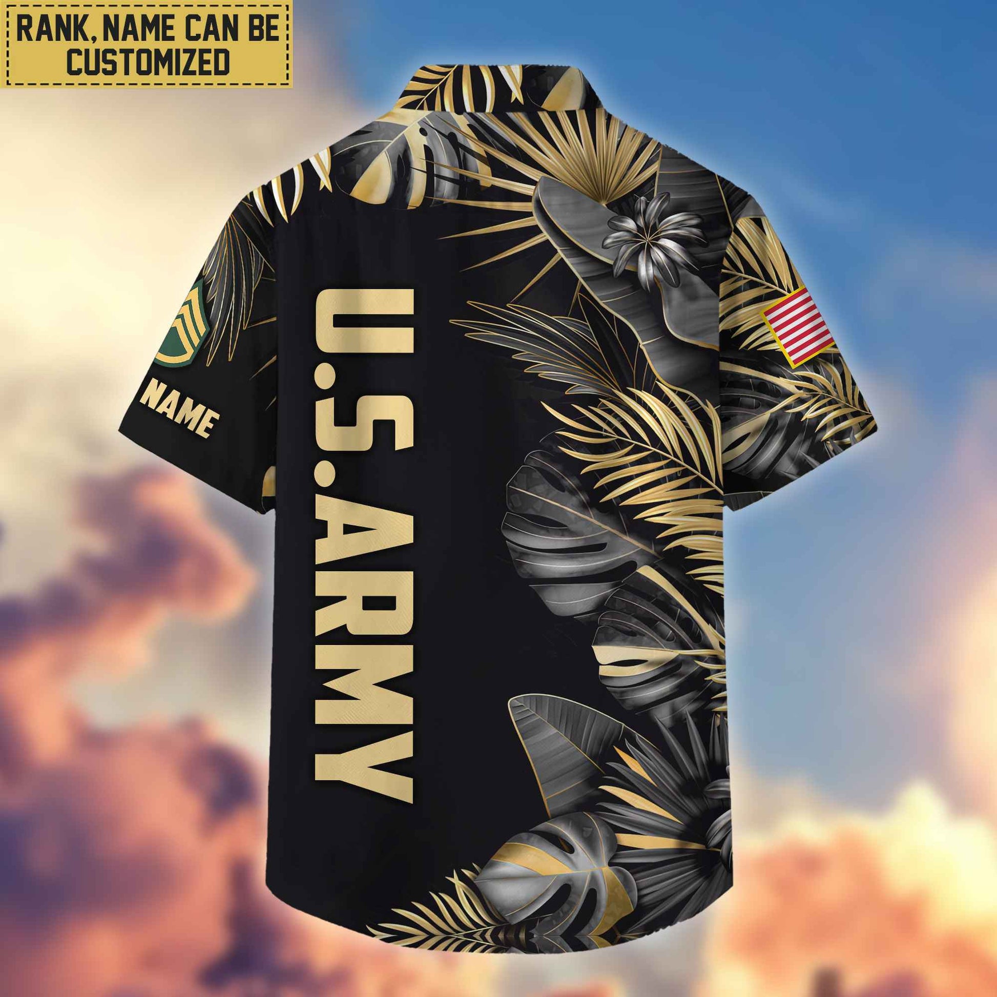Premium Custom Name, Rank US Army Veteran Hawaiian Shirt With Pocket, Gifts For Dad, For Husband, Gifts For Army Veteran VPVC402101