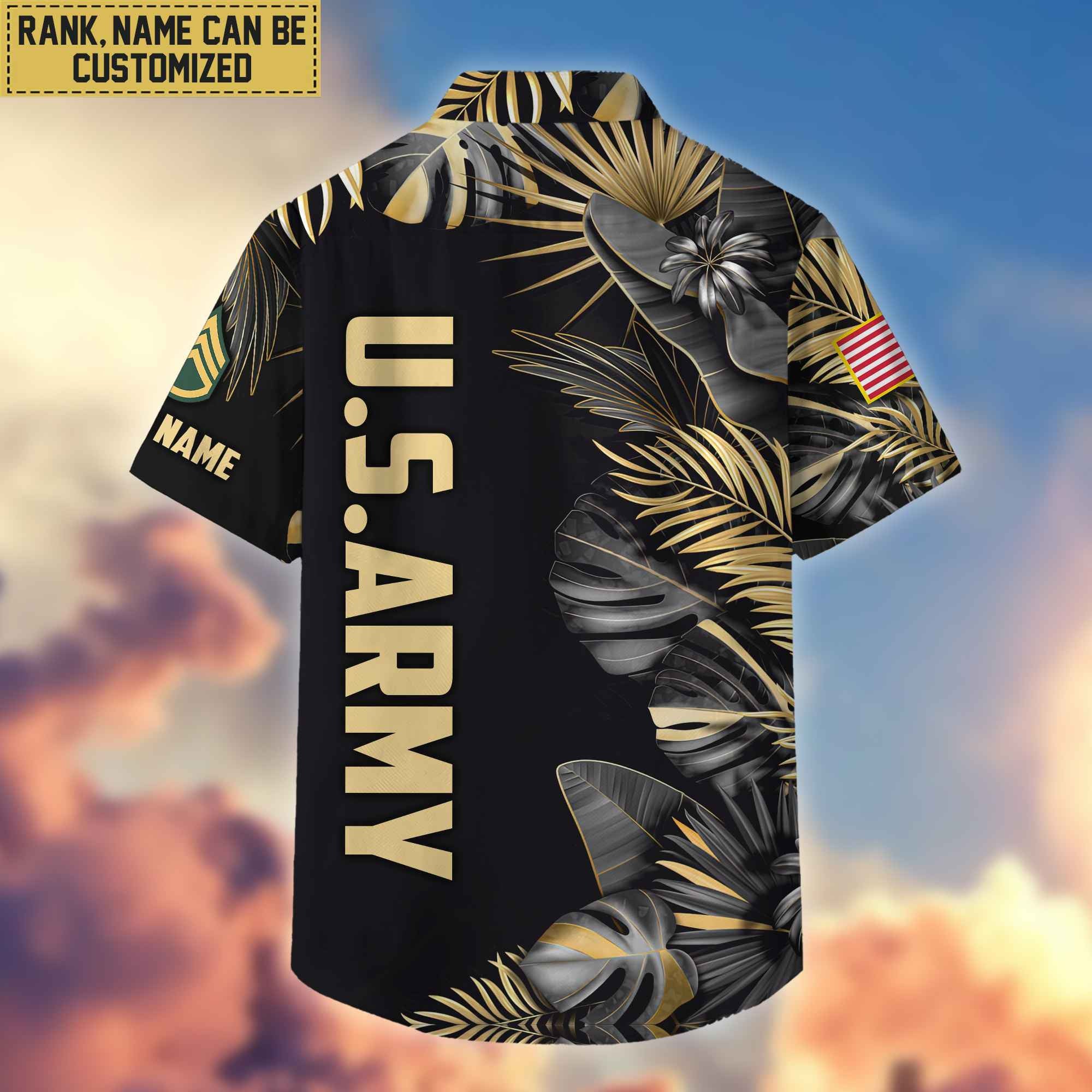 Premium Custom Name, Rank US Army Veteran Hawaiian Shirt With Pocket, Gifts For Dad, For Husband, Gifts For Army Veteran VPVC402101