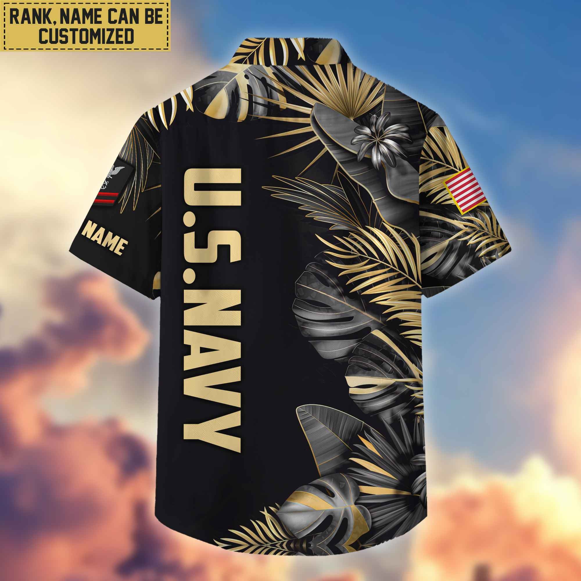 Premium Custom Name, Rank US Navy Veteran Hawaiian Shirt With Pocket, Gifts For Dad, For Husband, Gifts For Navy Veteran VPVC402102