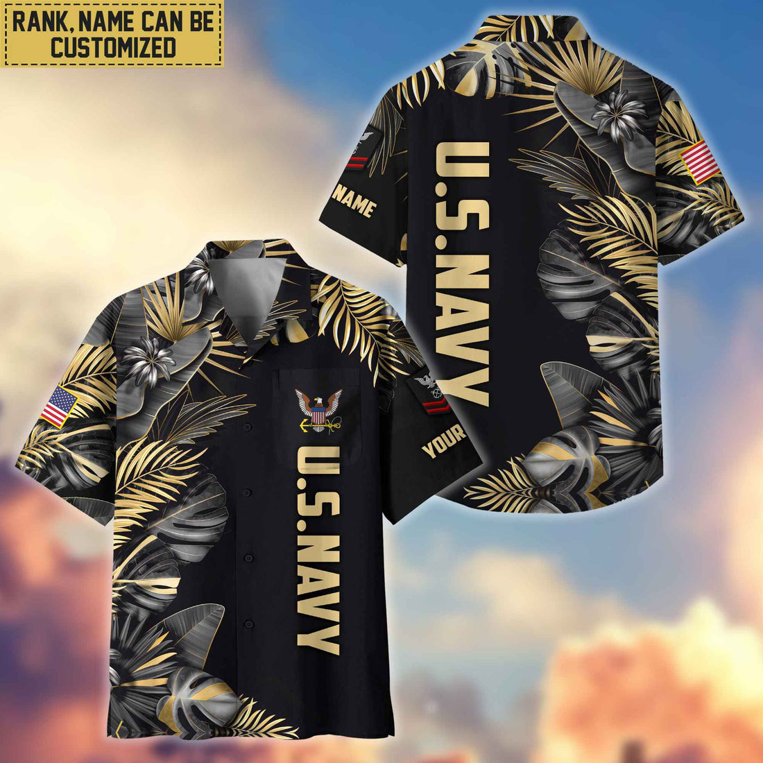 Premium Custom Name, Rank US Navy Veteran Hawaiian Shirt With Pocket, Gifts For Dad, For Husband, Gifts For Navy Veteran VPVC402102