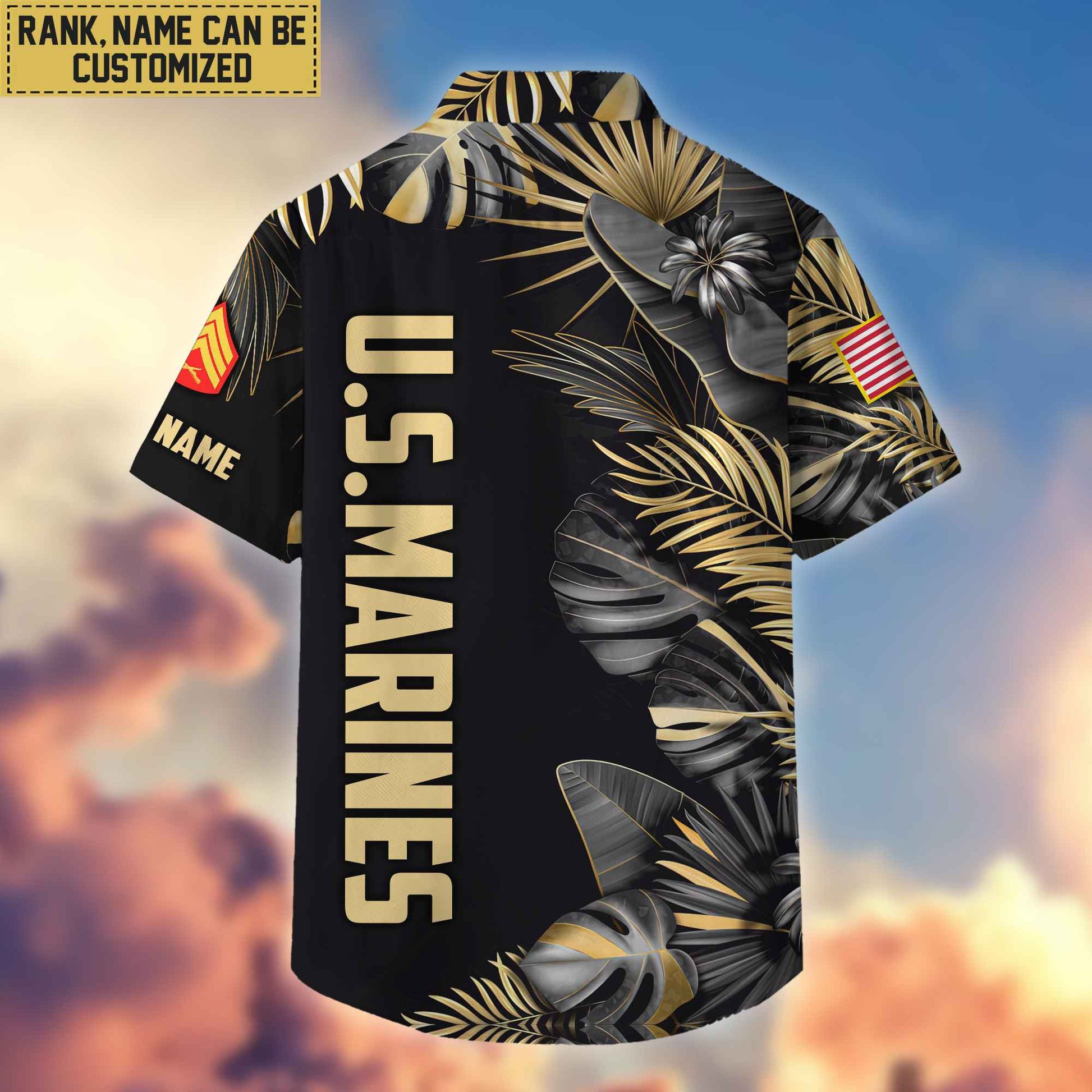 Premium Custom Name, Rank USMC Veteran Hawaiian Shirt With Pocket, Gifts For Dad, For Husband, Gifts For Marine Veteran VPVC402103