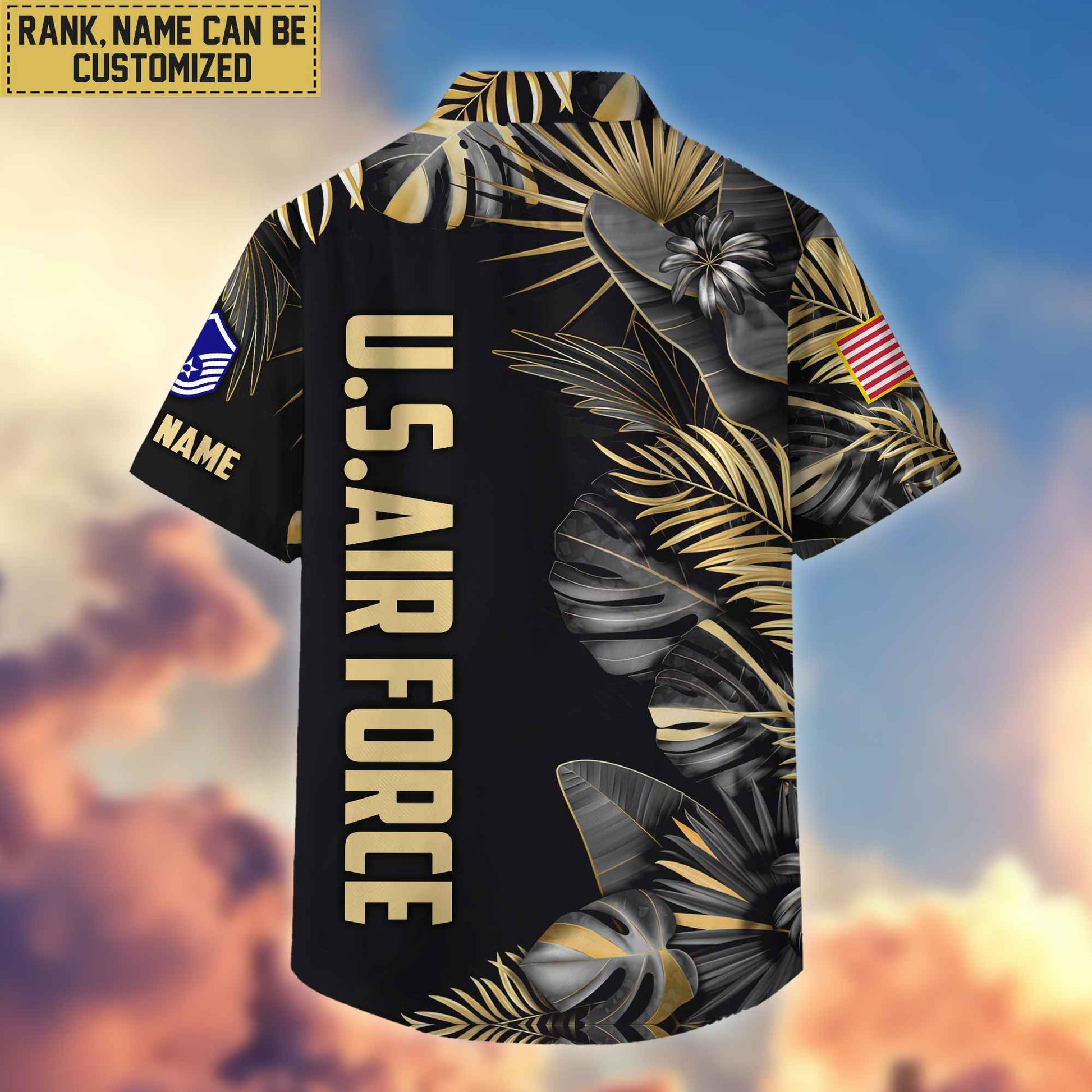 Premium Custom Name, Rank USAF Veteran Hawaiian Shirt With Pocket, Gifts For Dad, For Husband, Gifts For Air Force Veteran VPVC402104