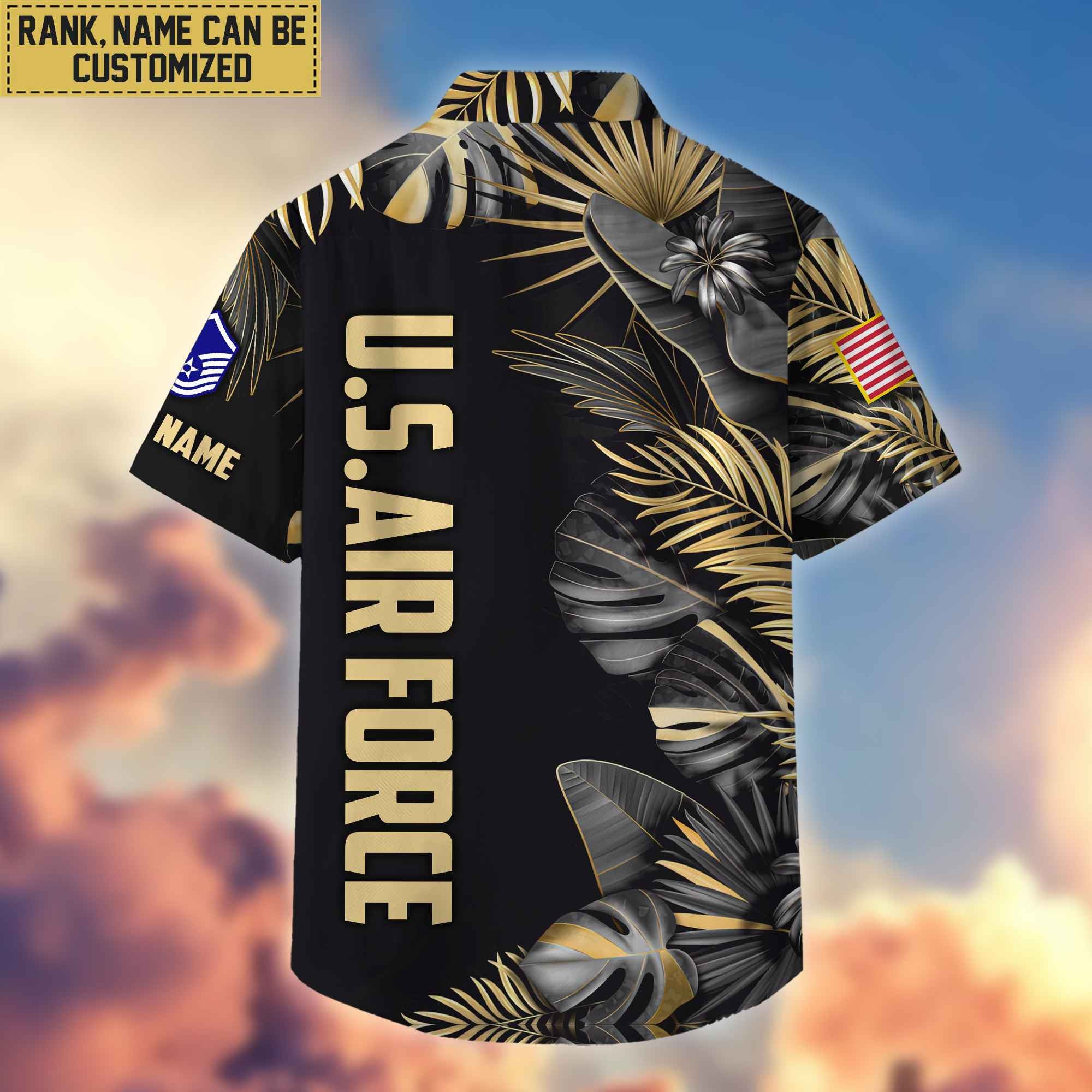 Premium Custom Name, Rank USAF Veteran Hawaiian Shirt With Pocket, Gifts For Dad, For Husband, Gifts For Air Force Veteran VPVC402104
