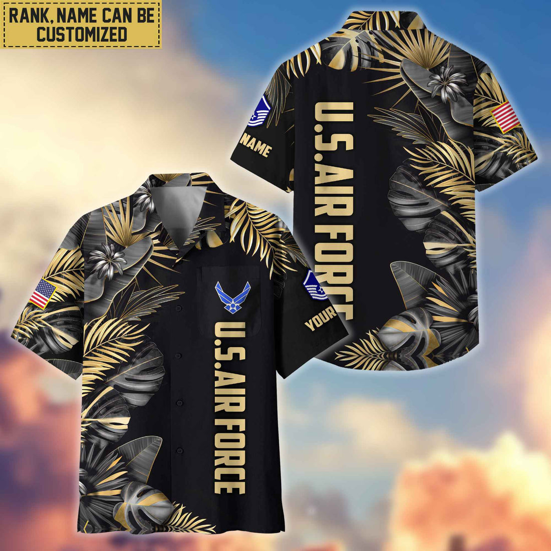 Premium Custom Name, Rank USAF Veteran Hawaiian Shirt With Pocket, Gifts For Dad, For Husband, Gifts For Air Force Veteran VPVC402104
