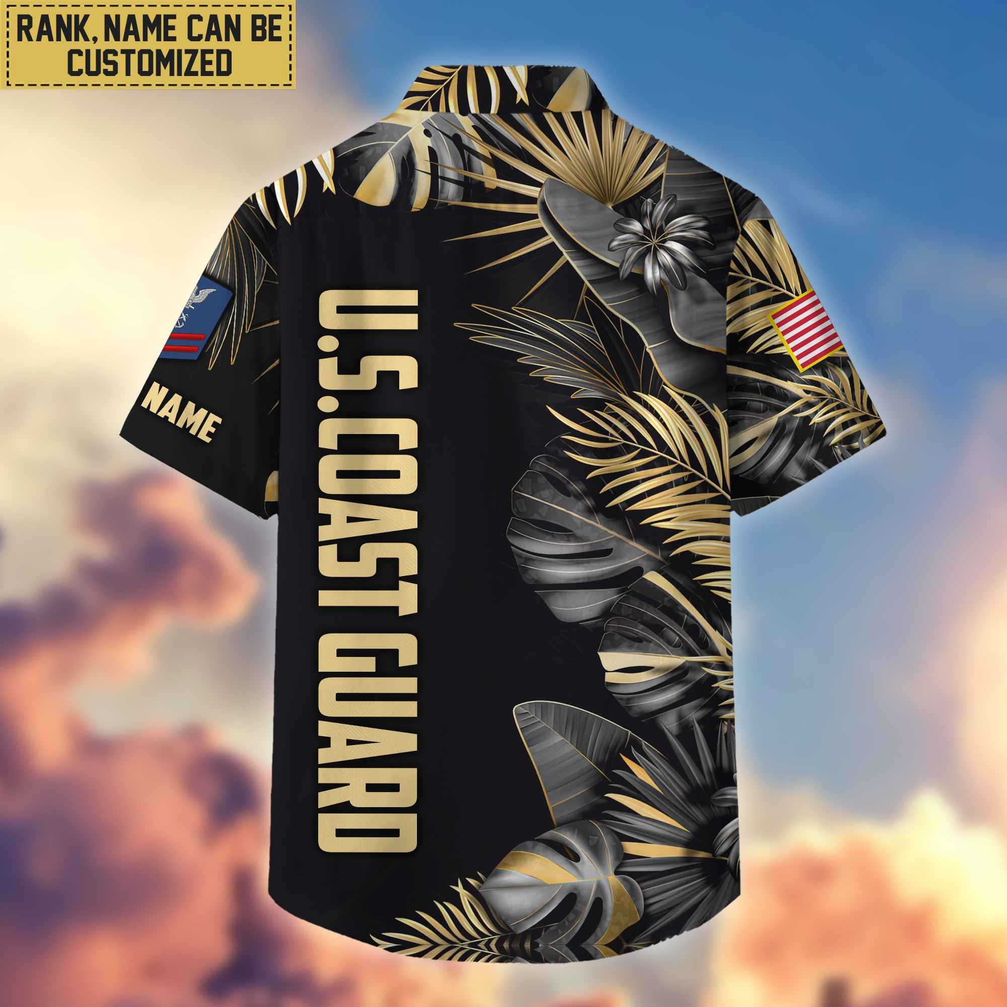Premium Custom Name, Rank USCG Veteran Hawaiian Shirt With Pocket, Gifts For Dad, For Husband, Gifts For Coast Guard Veteran VPVC402105
