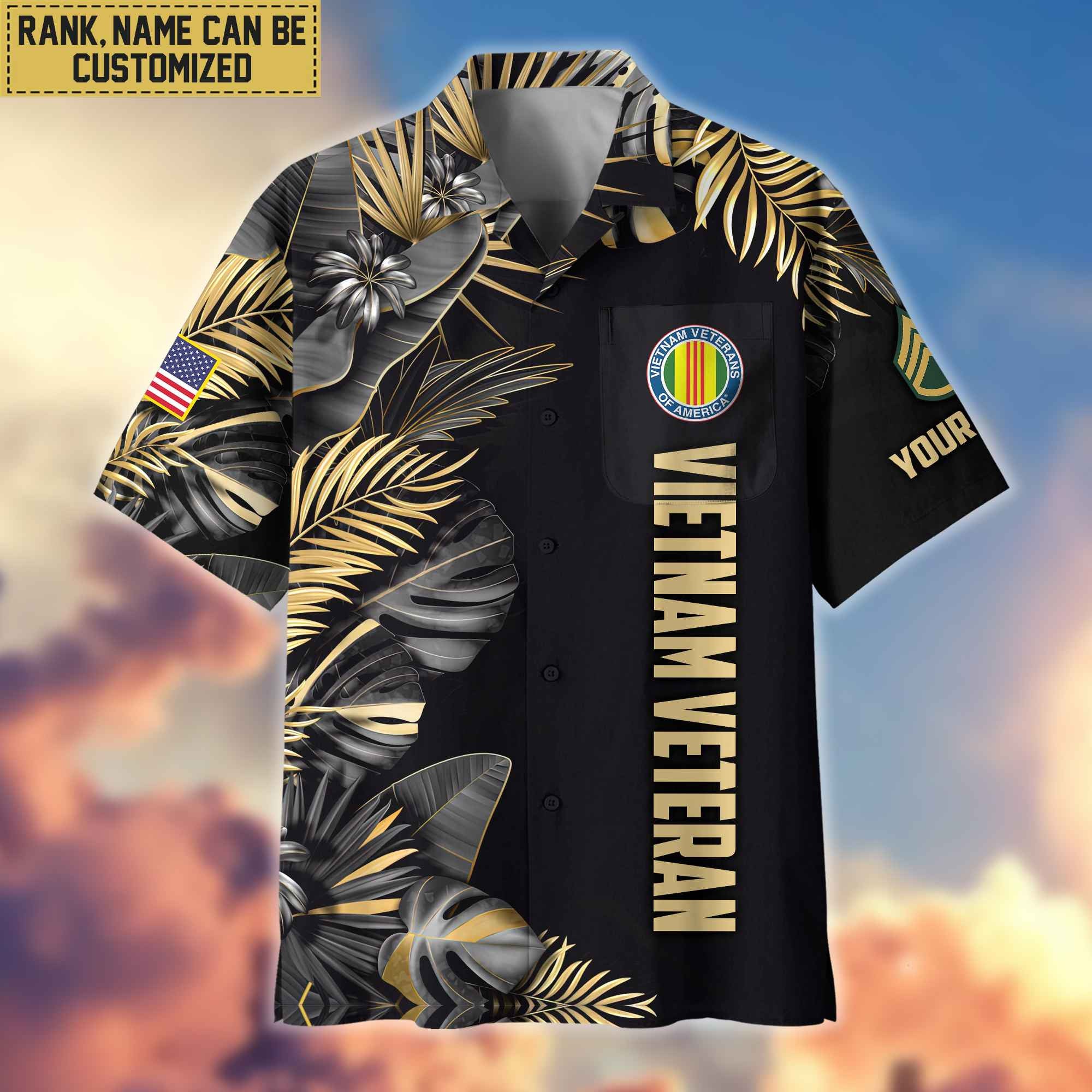 Premium Custom Name, Rank Vietnam Veteran Hawaiian Shirt With Pocket, Gifts For Dad, For Husband, Gifts For Vietnam Veteran VPVC402106