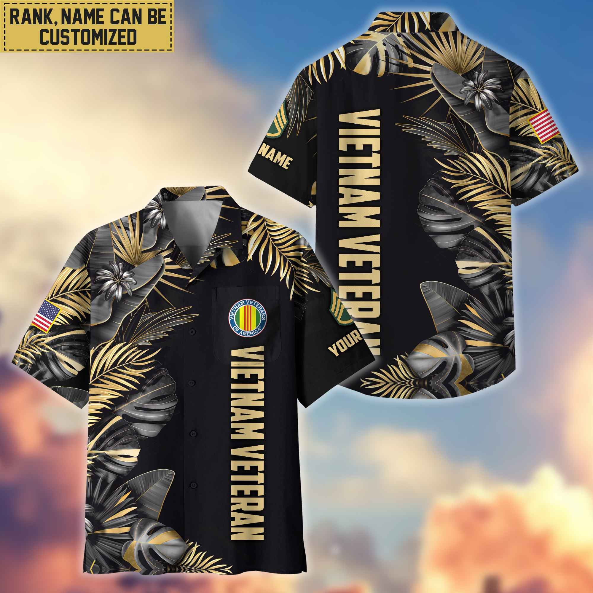 Premium Custom Name, Rank Vietnam Veteran Hawaiian Shirt With Pocket, Gifts For Dad, For Husband, Gifts For Vietnam Veteran VPVC402106