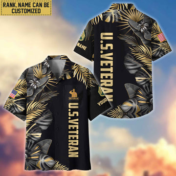 Premium Custom Name, Rank US Veteran Hawaiian Shirt With Pocket, Gifts For Dad, For Husband, Gifts For US Veteran VPVC402107