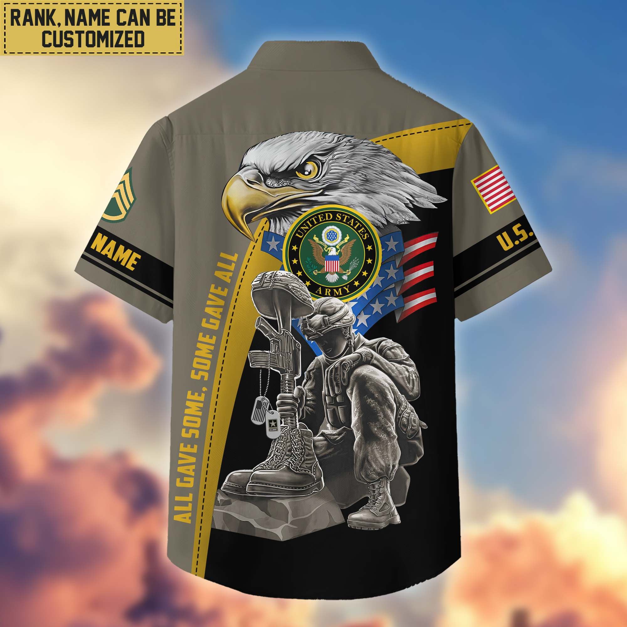 Premium Custom Name, Rank US Army Veteran Hawaiian Shirt With Pocket, Gifts For Veterans Day, Father's Day, Gifts For US Army Veteran VPVC402601