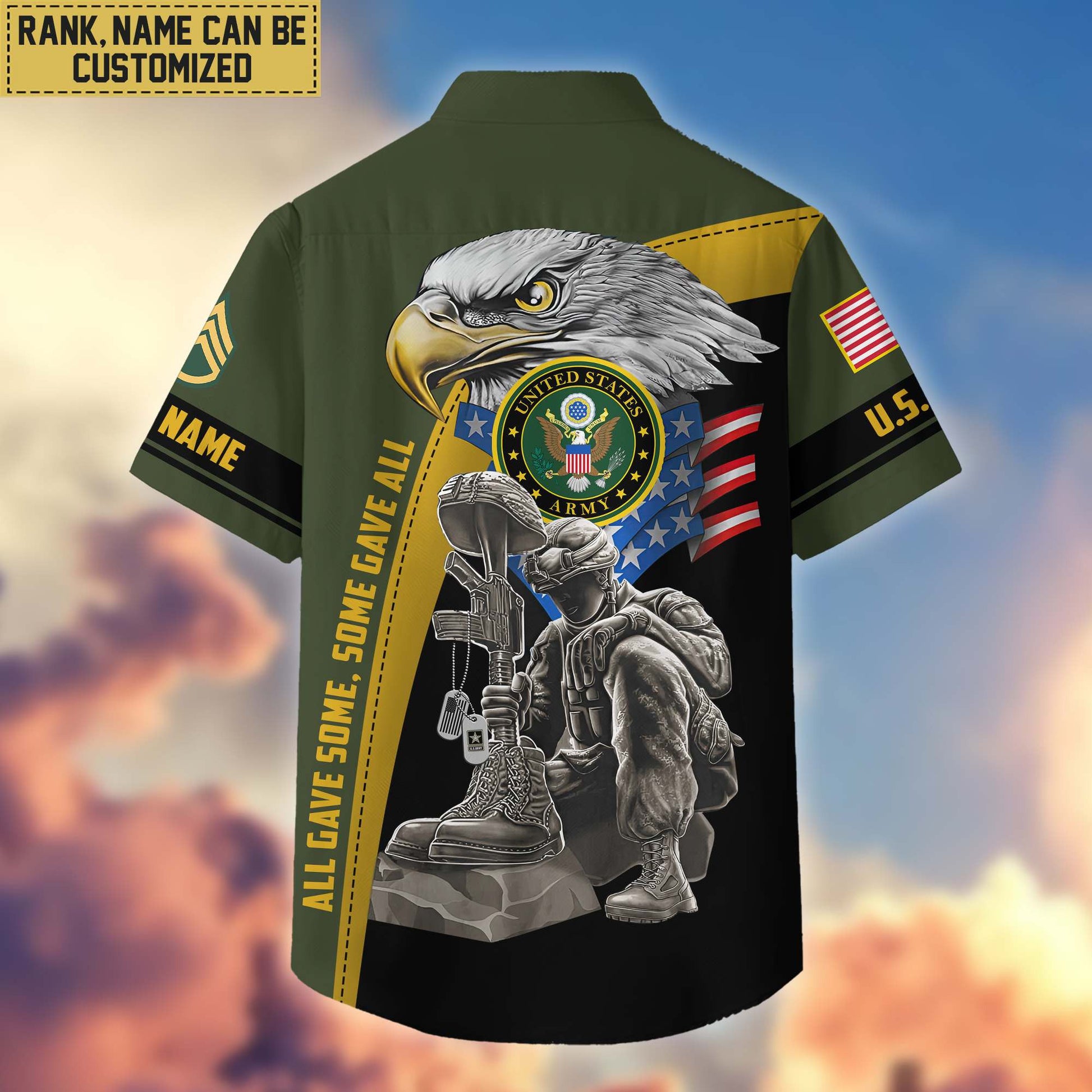 Premium Custom Name, Rank US Army Veteran Hawaiian Shirt With Pocket, Gifts For Veterans Day, Father's Day, Gifts For US Army Veteran VPVC402601