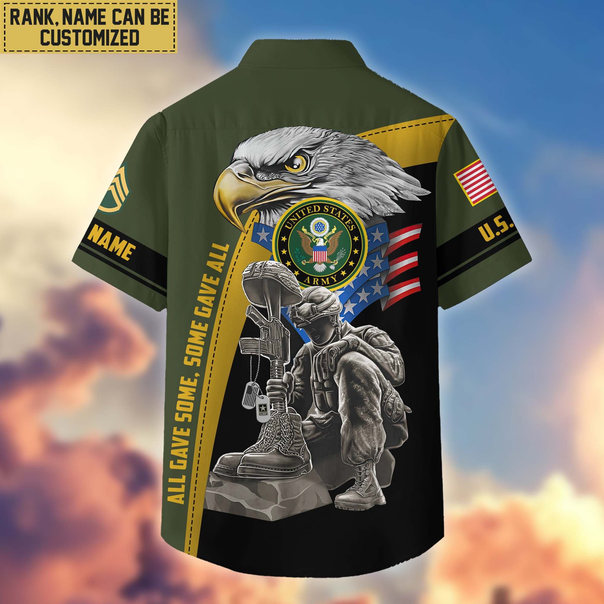 Premium Custom Name, Rank US Army Veteran Hawaiian Shirt With Pocket, Gifts For Veterans Day, Father's Day, Gifts For US Army Veteran VPVC402601