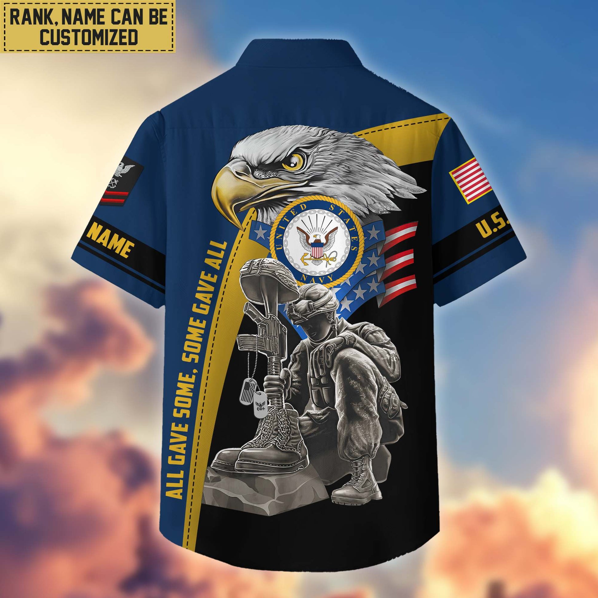 Premium Custom Name, Rank US Navy Veteran Hawaiian Shirt With Pocket, Gifts For Veterans Day, Father's Day, Gifts For US Navy Veteran VPVC402602