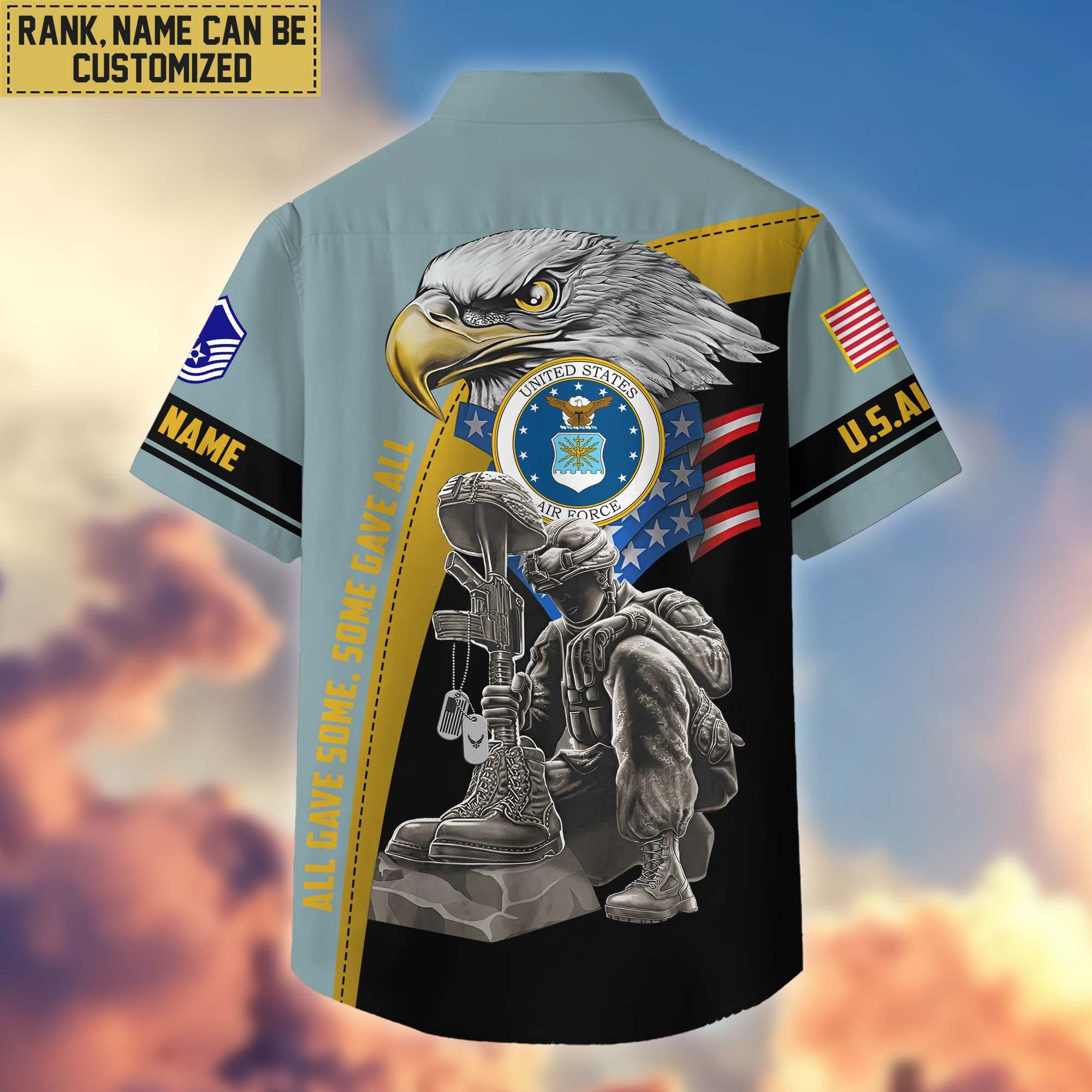 Premium Custom Name, Rank USAF Veteran Hawaiian Shirt With Pocket, Gifts For Veterans Day, Father's Day, Gifts For US Air Force Veteran VPVC402604