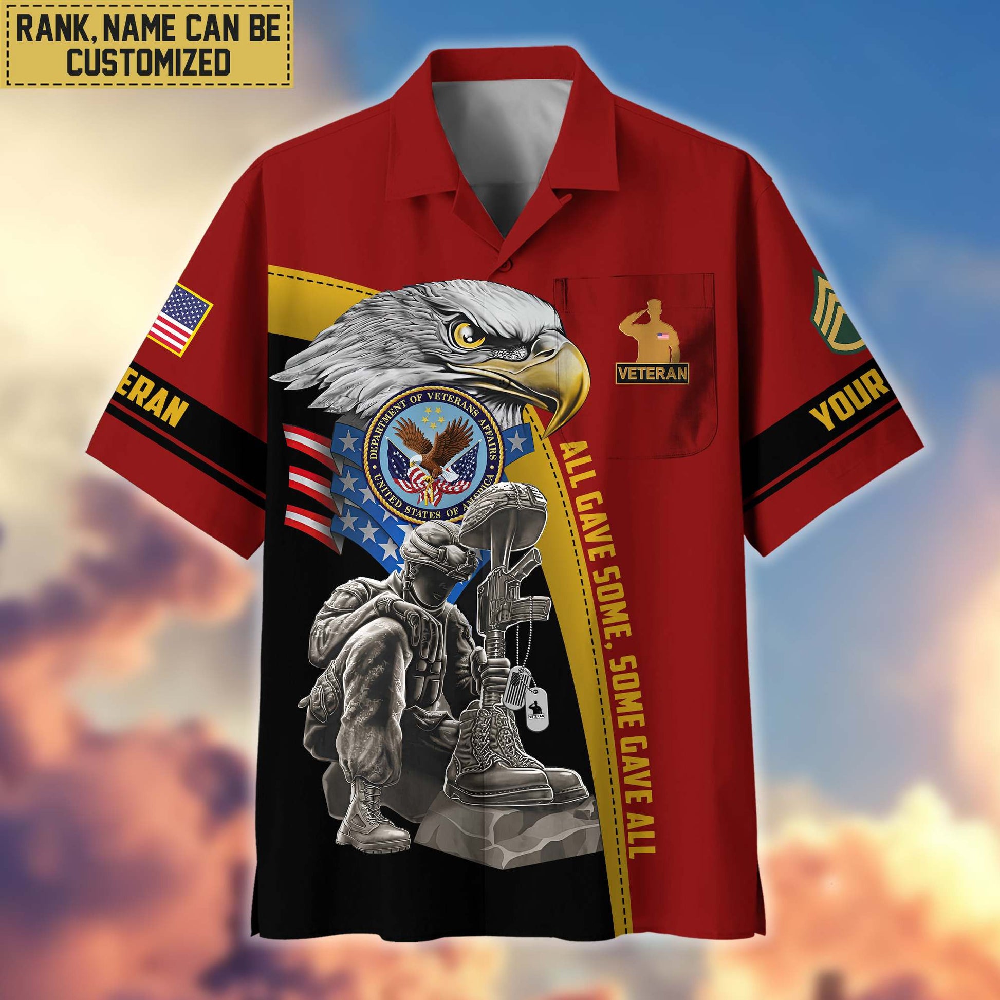 Premium Custom Name, Rank US Veteran Hawaiian Shirt With Pocket, Gifts For Veterans Day, Father's Day, Gifts For US Veteran VPVC402607