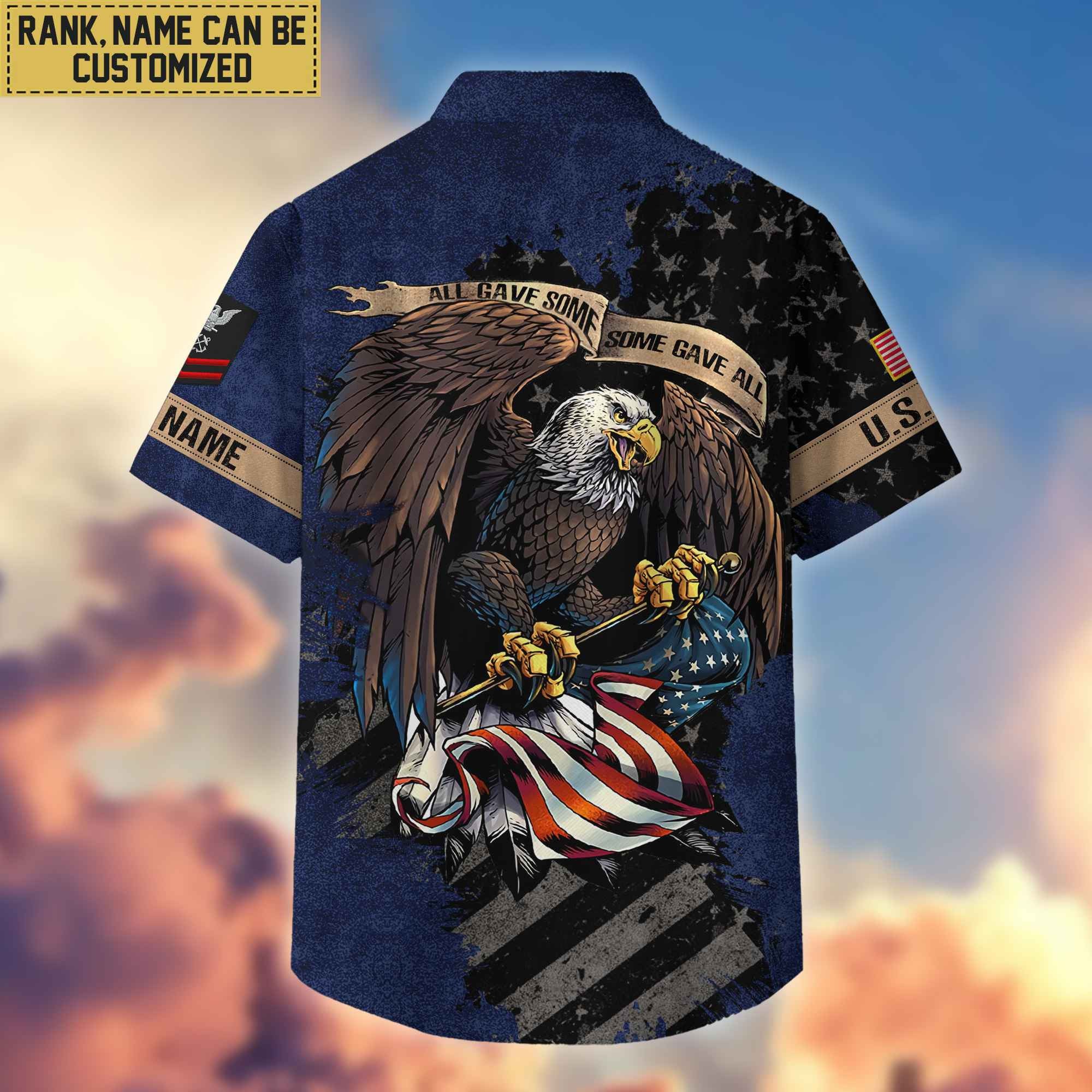 Premium Custom Name, Rank US Navy Veteran Hawaiian Shirt With Pocket, Gifts For Veterans Day, Father's Day, Gifts For US Navy Veteran VPVC402702