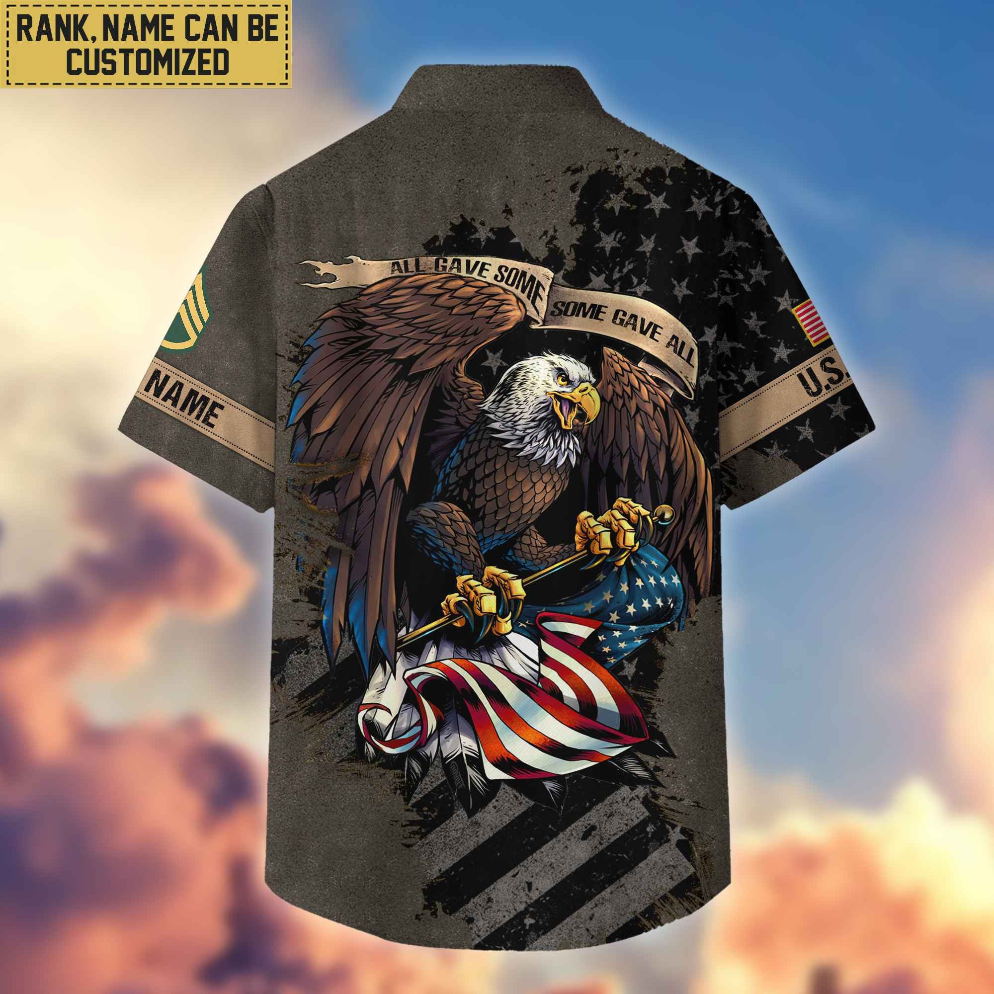 Premium Custom Name, Rank US Army Veteran Hawaiian Shirt With Pocket, Gifts For Veterans Day, Father's Day, Gifts For US Army Veteran VPVC402701