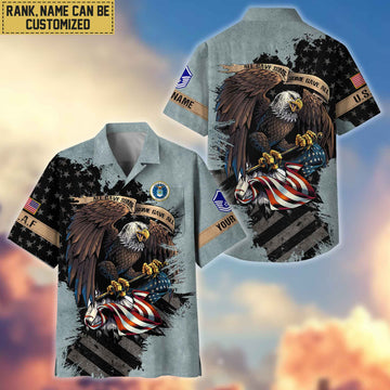 Premium Custom Name, Rank USAF Veteran Hawaiian Shirt With Pocket, Gifts For Veterans Day, Father's Day, Gifts For US Air Force Veteran VPVC402704