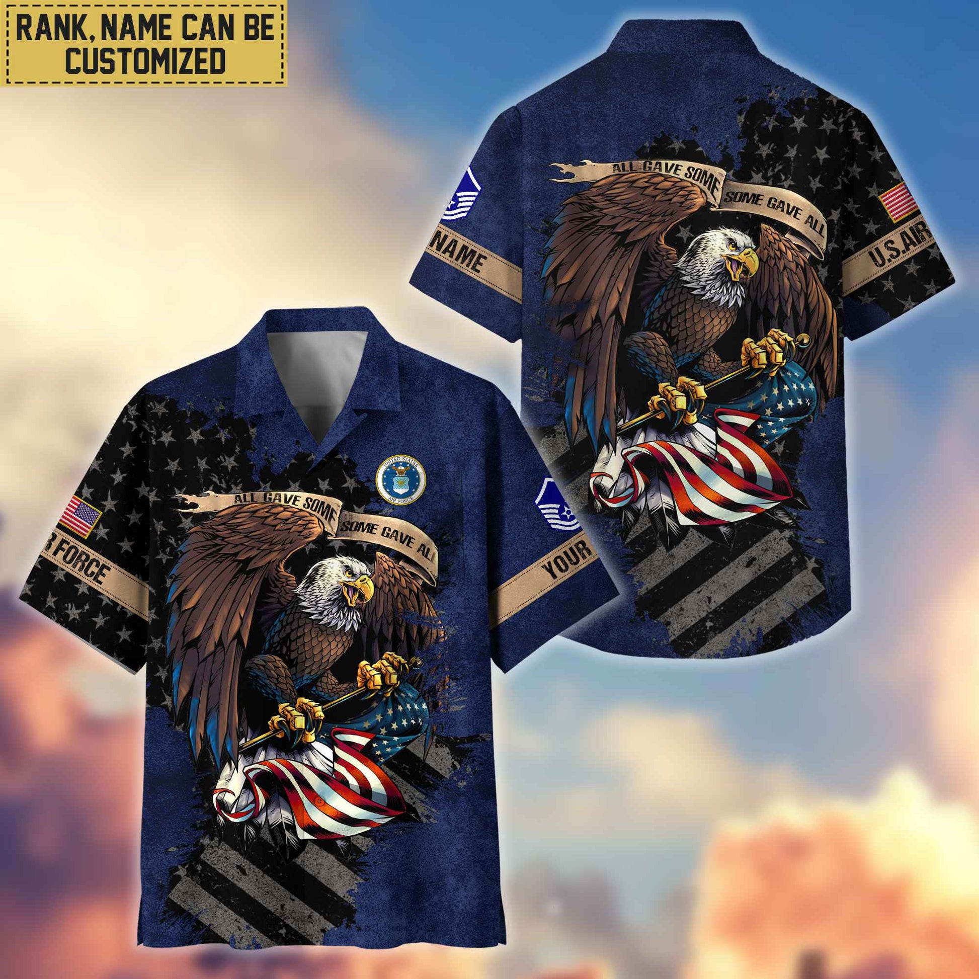 Premium Custom Name, Rank USAF Veteran Hawaiian Shirt With Pocket, Gifts For Veterans Day, Father's Day, Gifts For US Air Force Veteran VPVC402704