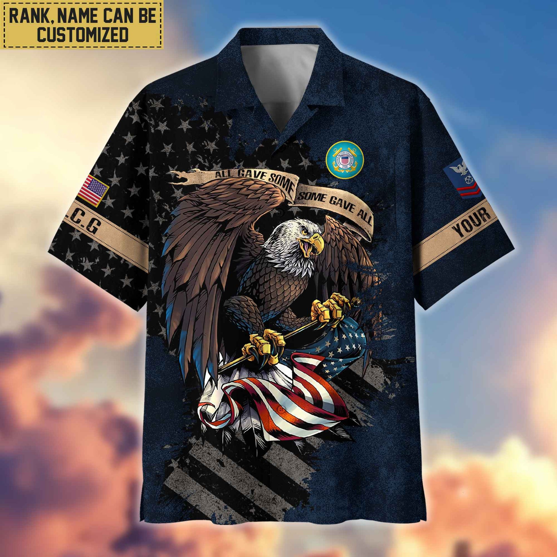 Premium Custom Name, Rank USCG Veteran Hawaiian Shirt With Pocket, Gifts For Veterans Day, Father's Day, Gifts For US Coast Guard Veteran VPVC402705