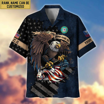 Premium Custom Name, Rank USCG Veteran Hawaiian Shirt With Pocket, Gifts For Veterans Day, Father's Day, Gifts For US Coast Guard Veteran VPVC402705
