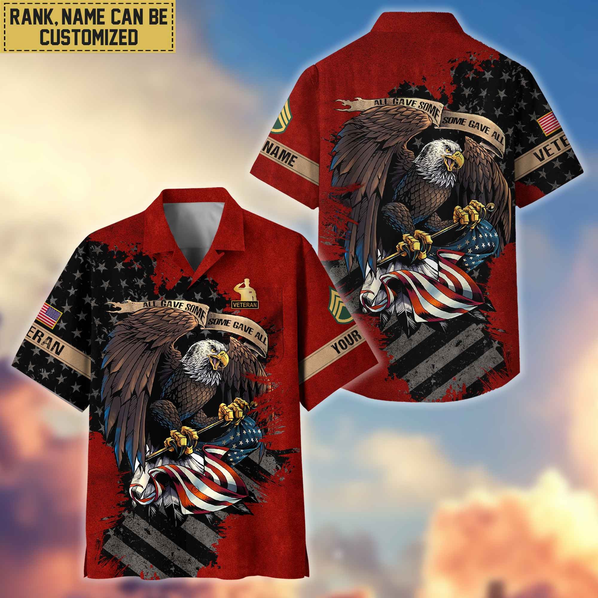 Premium Custom Name, Rank US Veteran Hawaiian Shirt With Pocket, Gifts For Veterans Day, Father's Day, Gifts For US Veteran VPVC402707