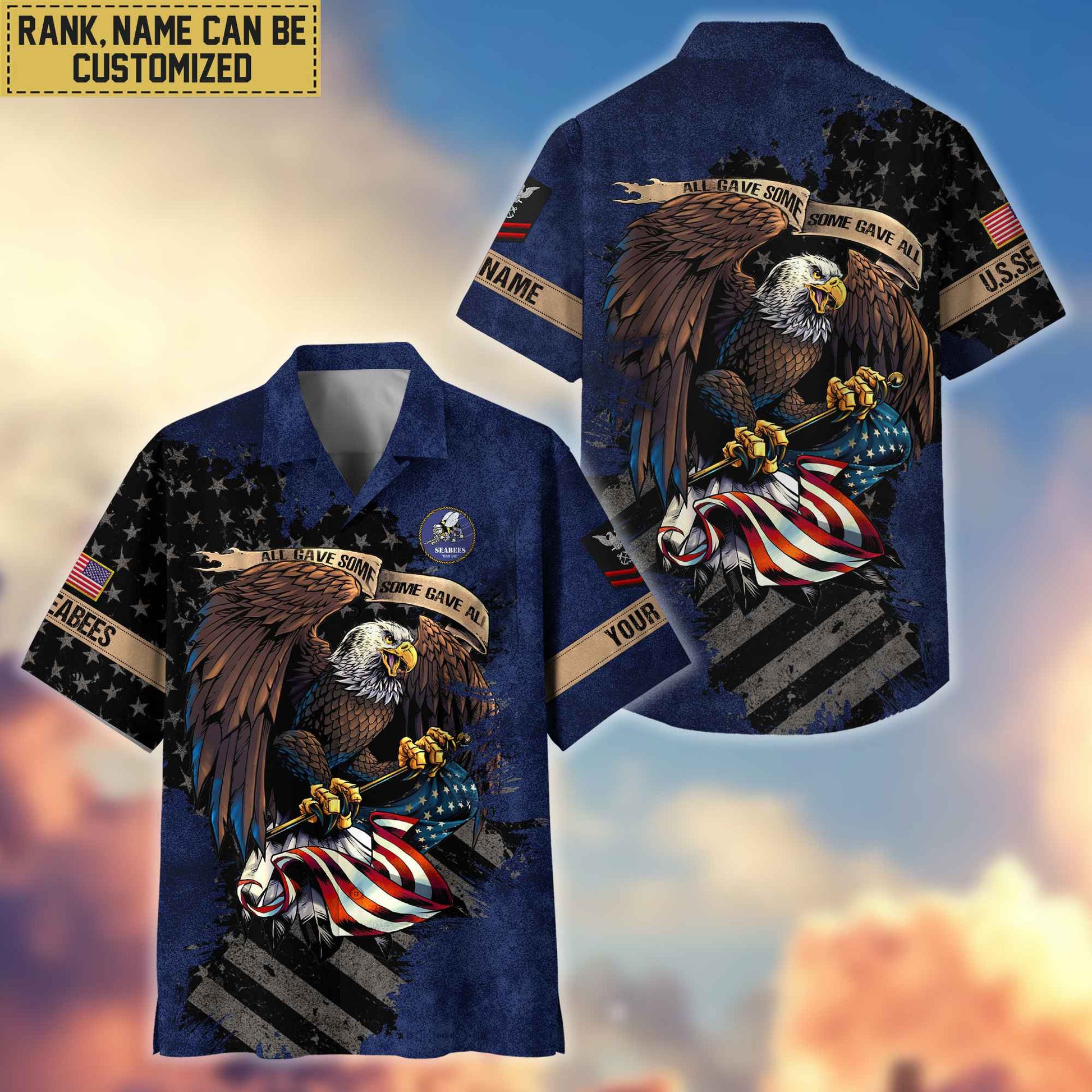 Premium Custom Name, Rank US Seabees Veteran Hawaiian Shirt With Pocket, Gifts For Veterans Day, Father's Day, Gifts For US Seabees Veteran VPVC402708