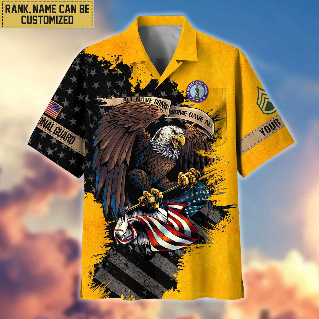 Premium Custom Name, Rank US Army National Guard Hawaiian Shirt With Pocket, Gifts For Veterans Day, Father's Day, Gifts For US Army National Guard Veteran VPVC402709