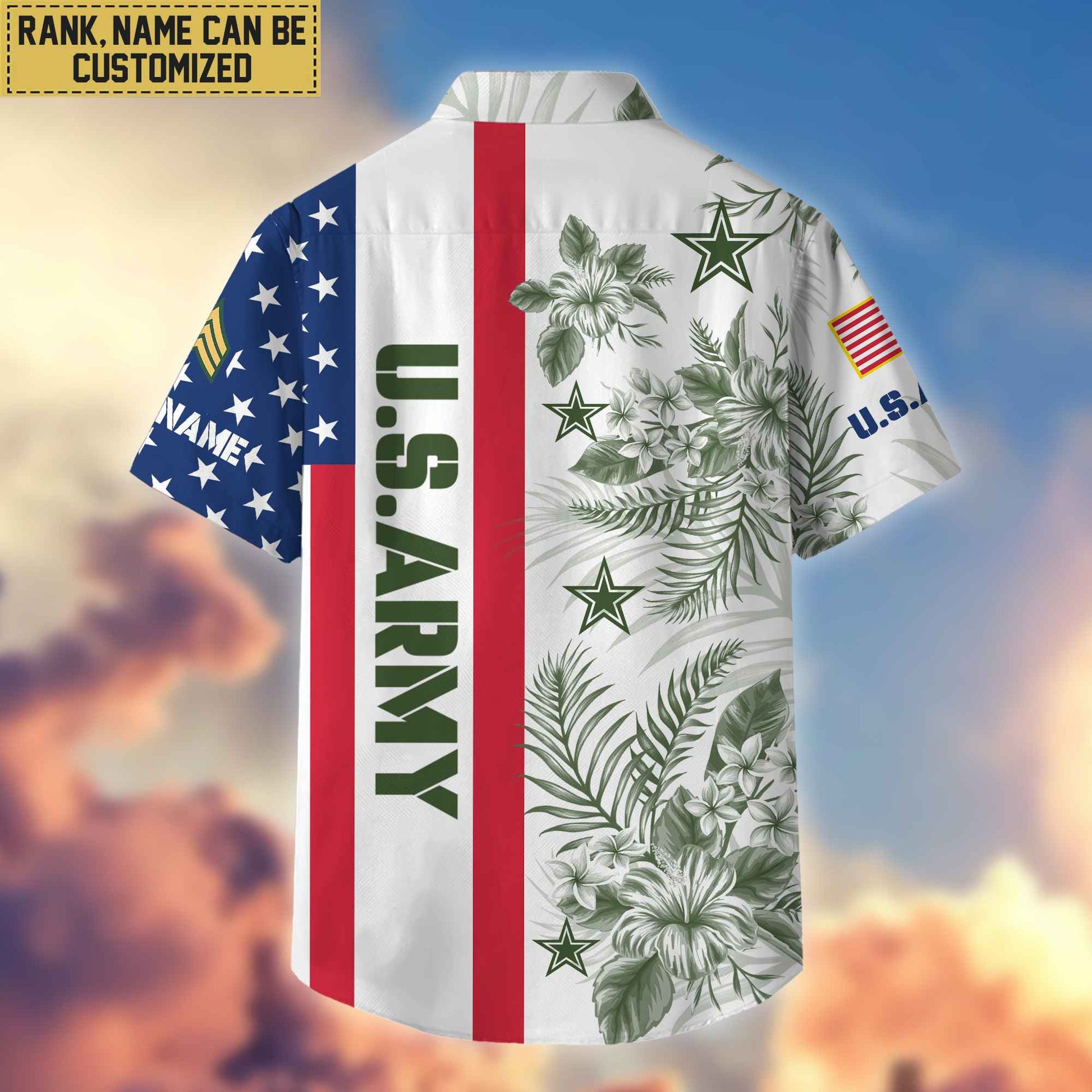 Premium Custom Name, Rank US Army Hawaiian Shirt With Pocket, Gifts For Veterans Day, Father's Day, Gifts for Army Veteran VPVC403501