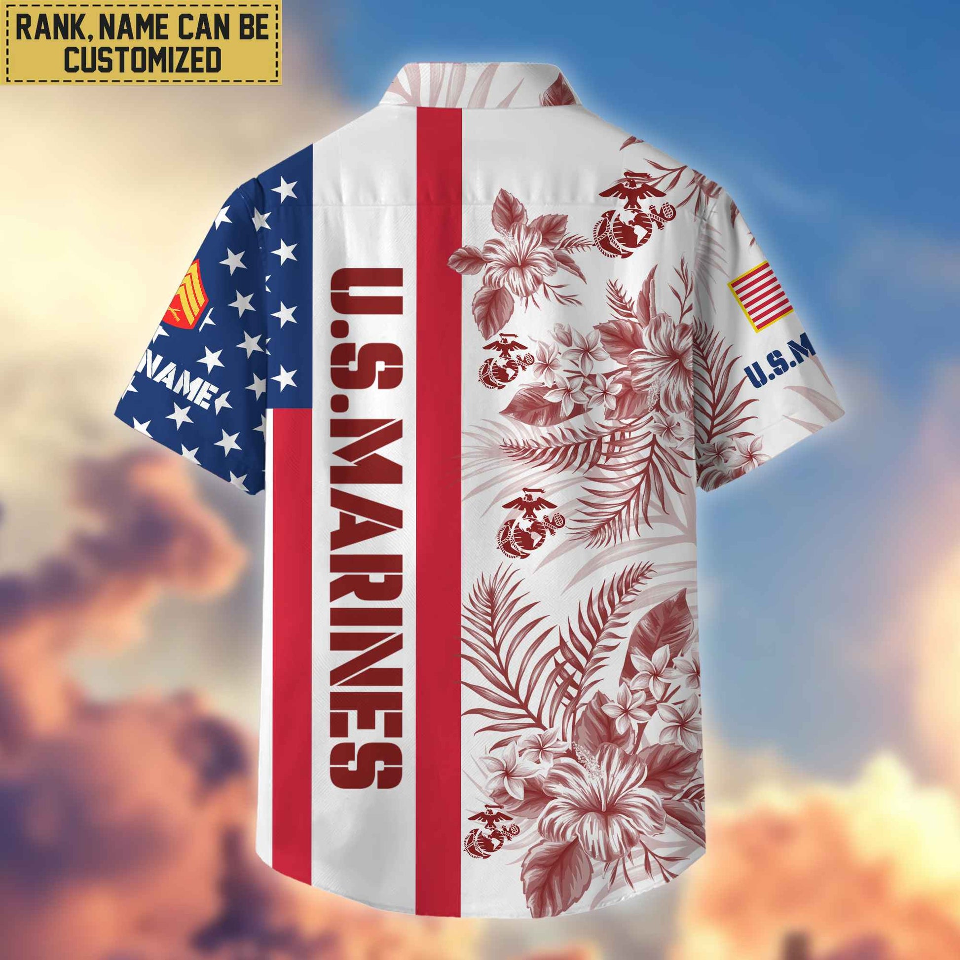 Premium Custom Name, Rank USMC Hawaiian Shirt With Pocket, Gifts For Veterans Day, Father's Day, Gifts for Marine Veteran VPVC403503