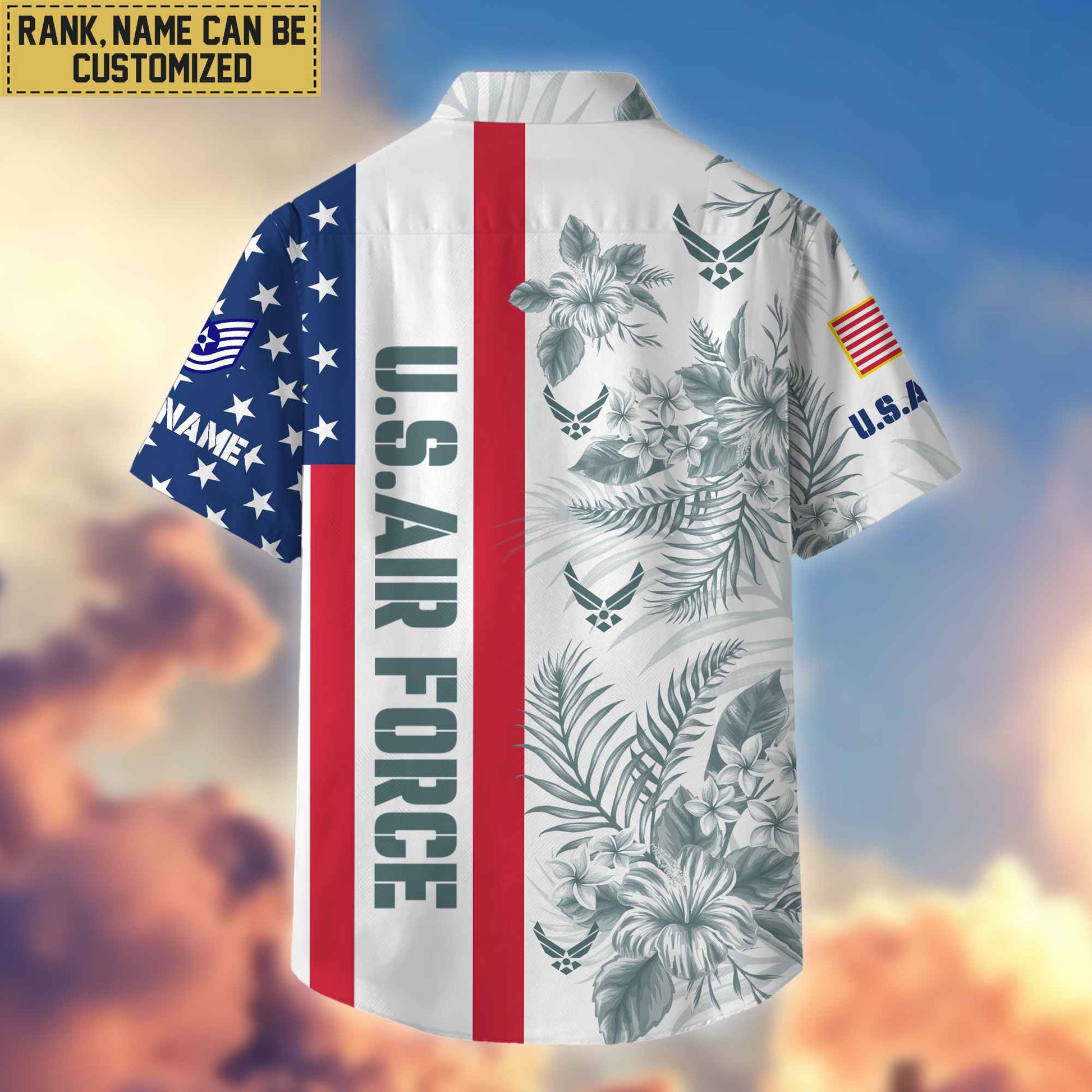 Premium Custom Name, Rank USAF Hawaiian Shirt With Pocket, Gifts For Veterans Day, Father's Day, Gifts for Air Force Veteran VPVC403504
