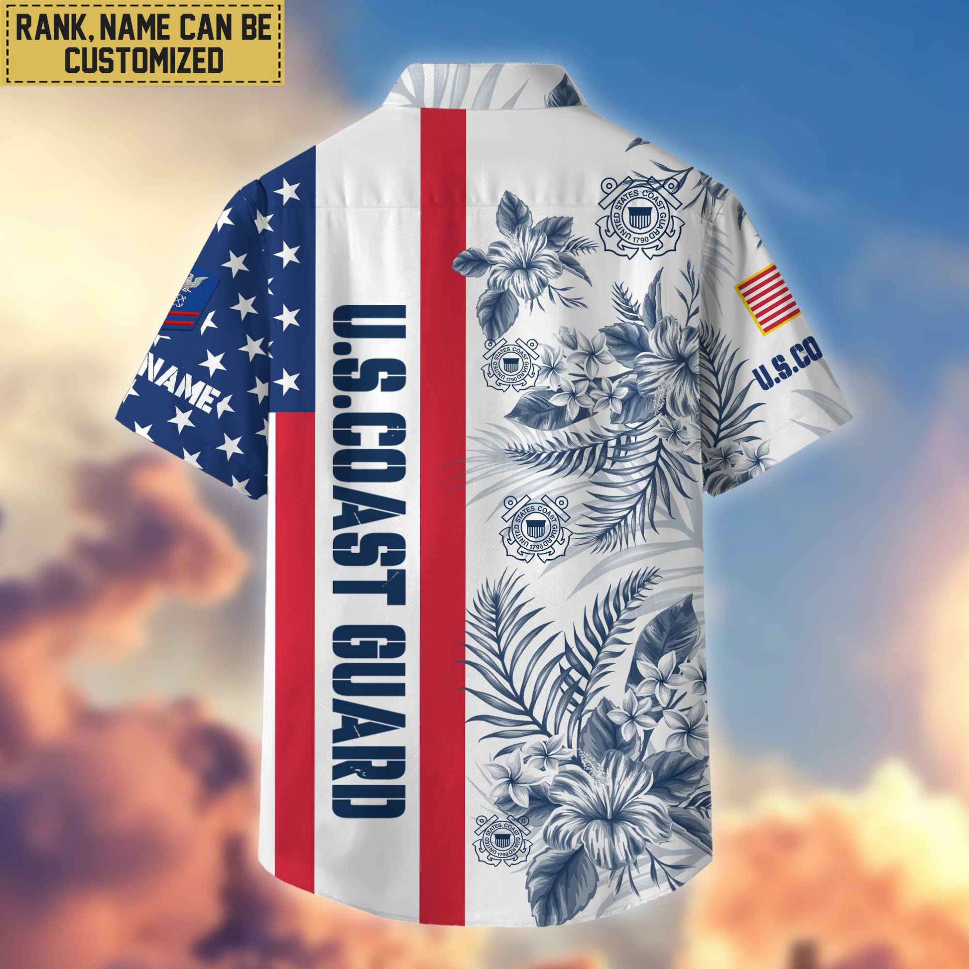 Premium Custom Name, Rank USCG Hawaiian Shirt With Pocket, Gifts For Veterans Day, Father's Day, Gifts for Coast Guard Veteran VPVC403505